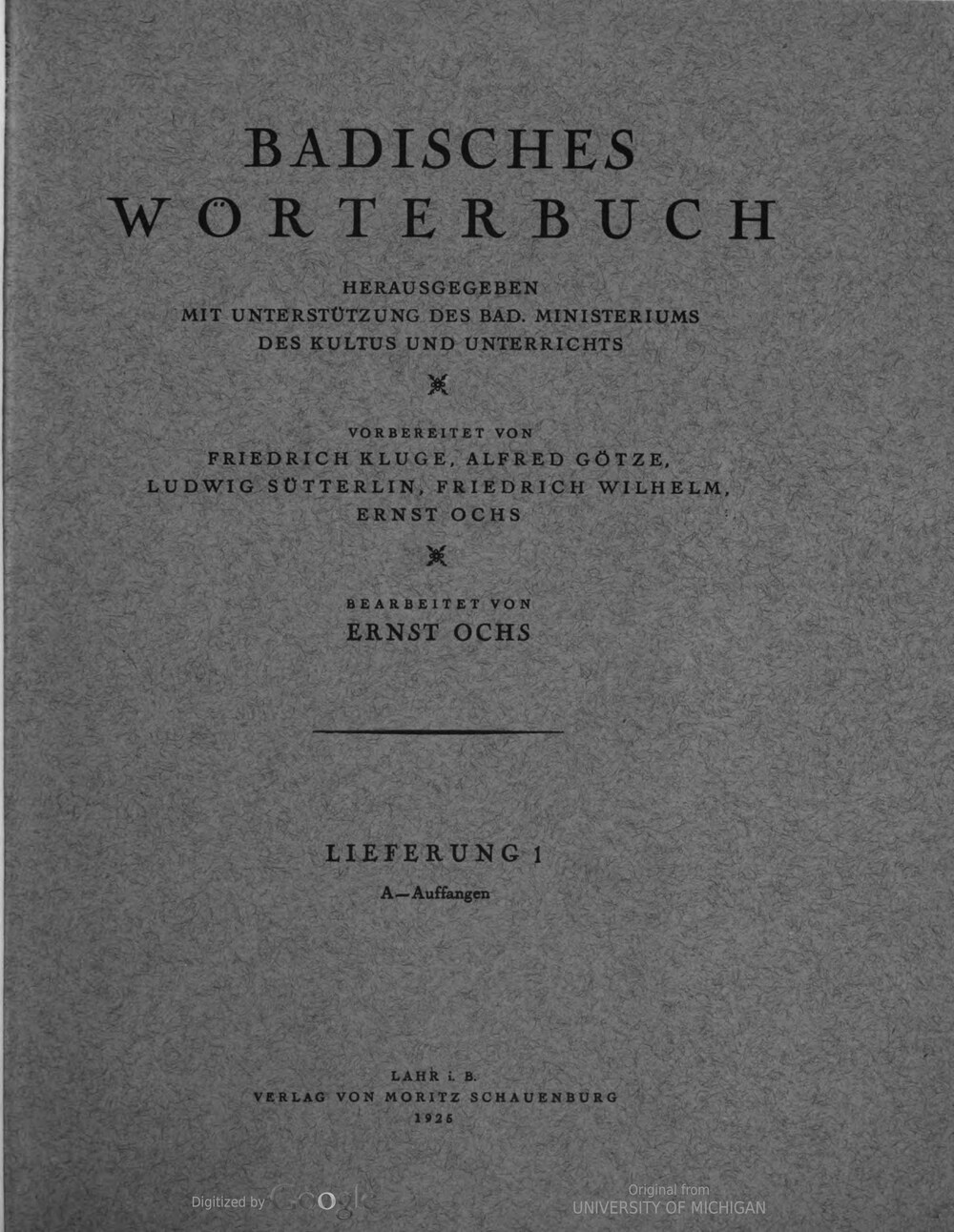 Cover für Badisches Wörterbuch