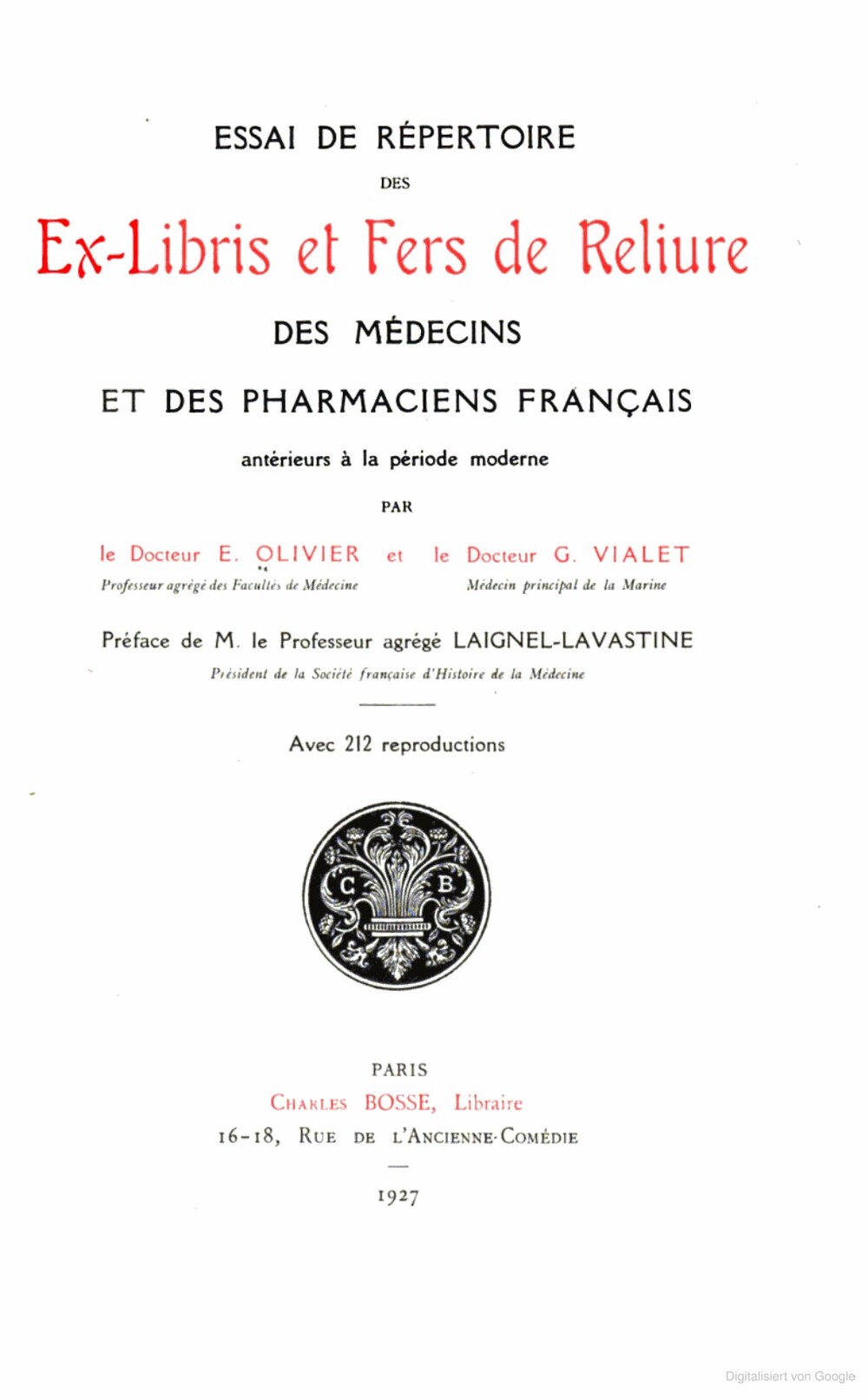 Cover für Essai de répertoire des ex-libris et fers de reliure des médecins et des pharmaciens français antérieurs à la période moderne