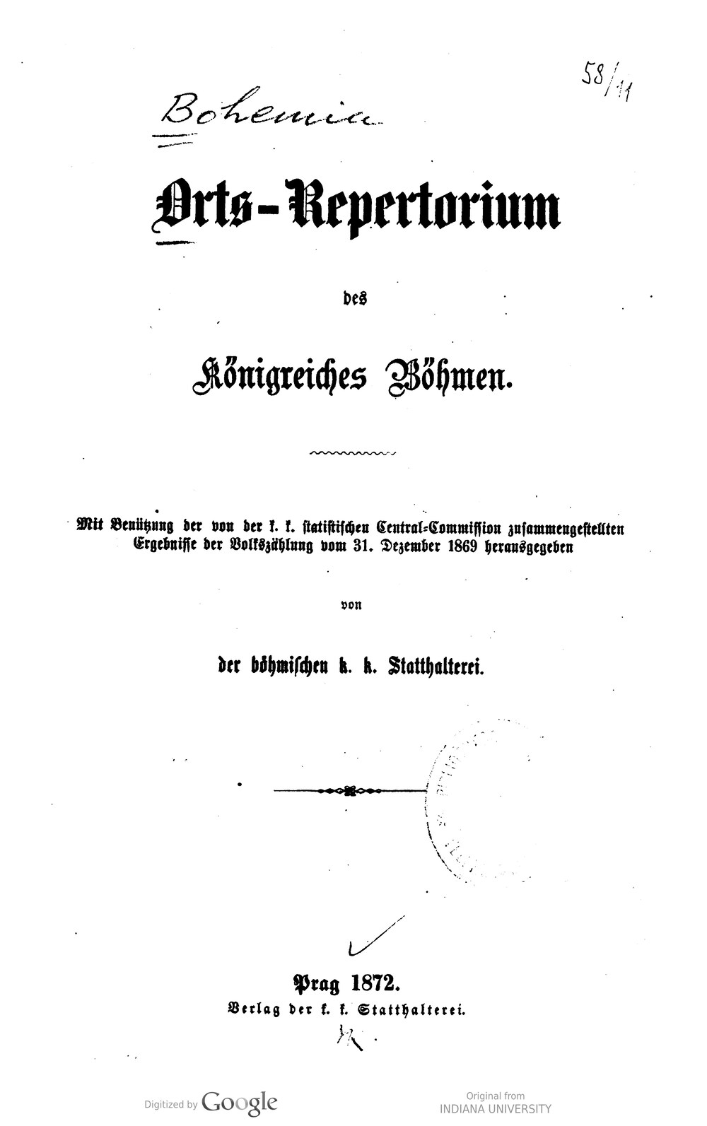 Cover für Orts-Repertorium des Königreiches Böhmen