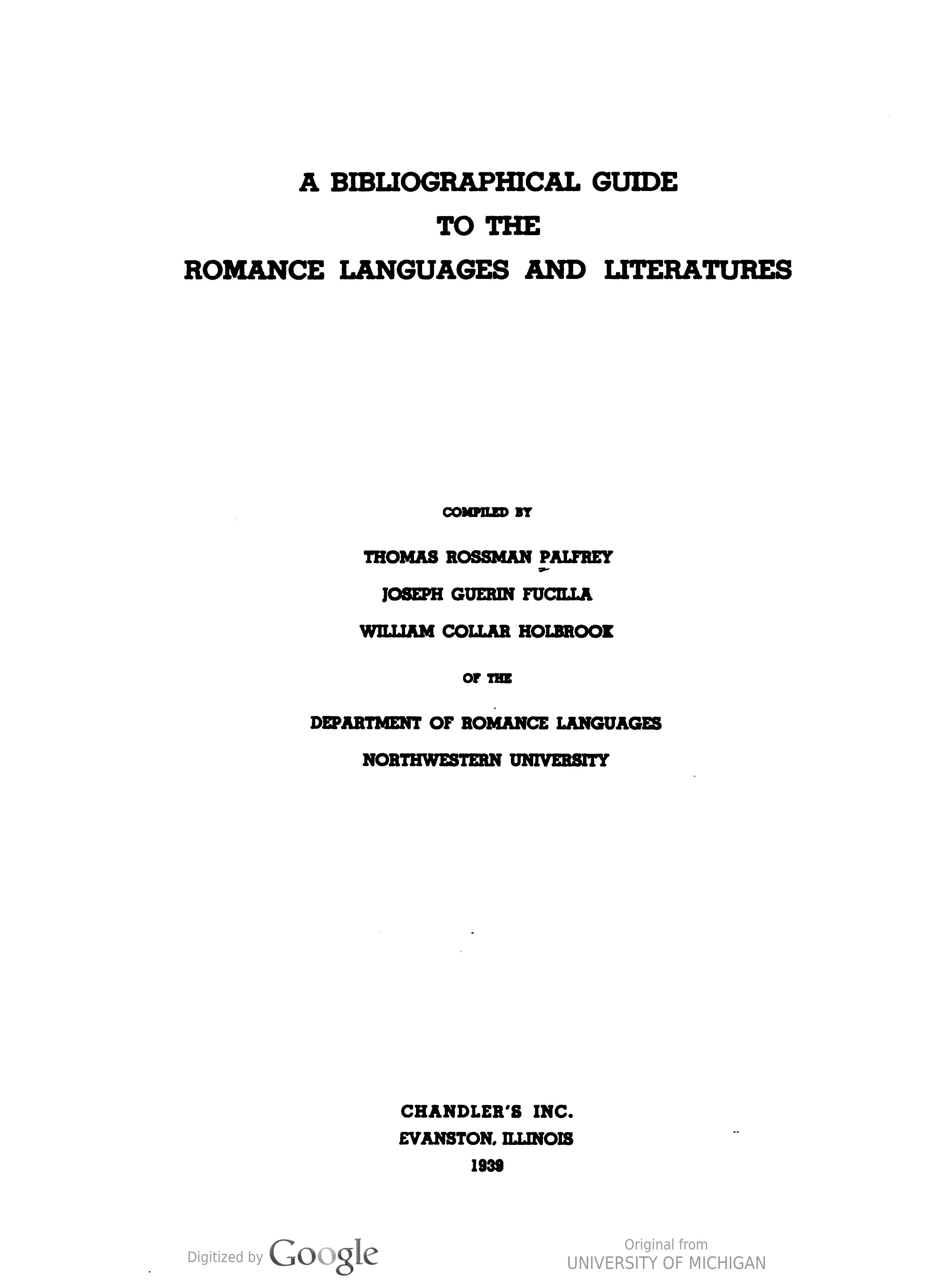 Cover für A bibliographical guide to the Romance languages and literatures