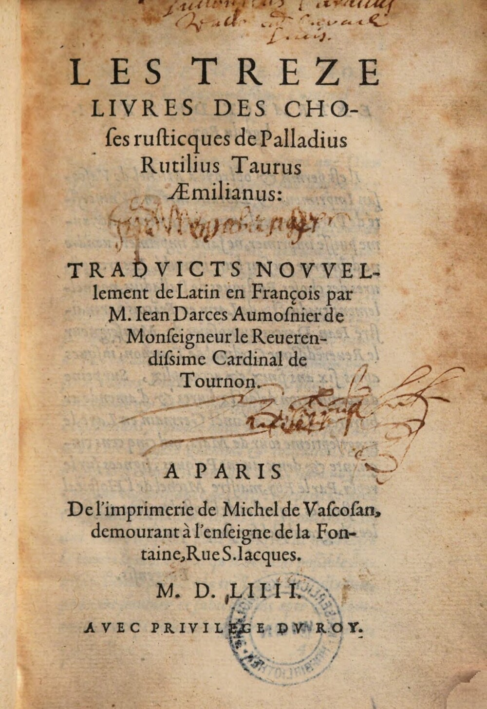 Cover für Les treze livres des choses rusticques de Palladius Rutilius Taurus Aemilianus