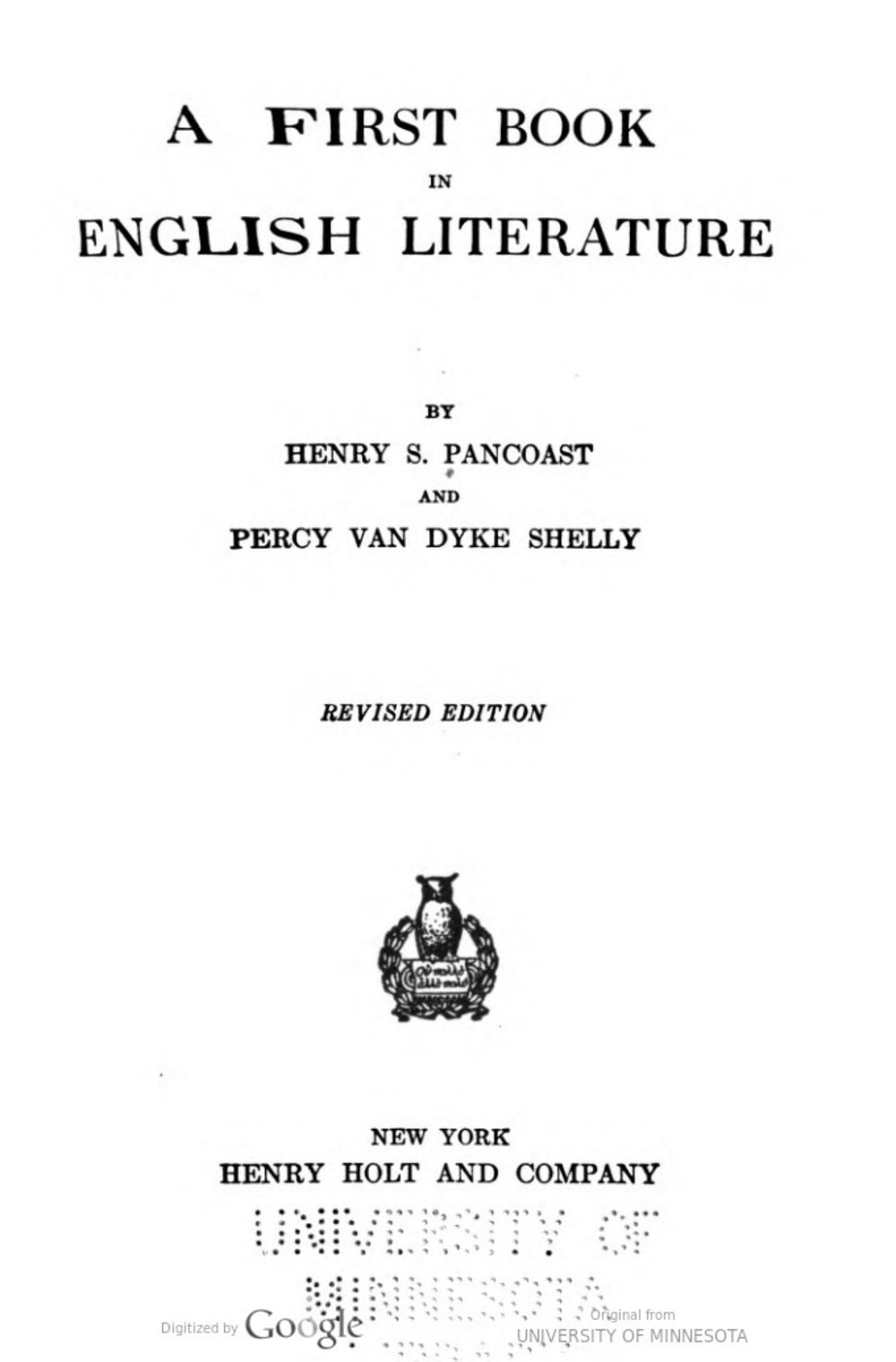 Cover für A first book in English literature