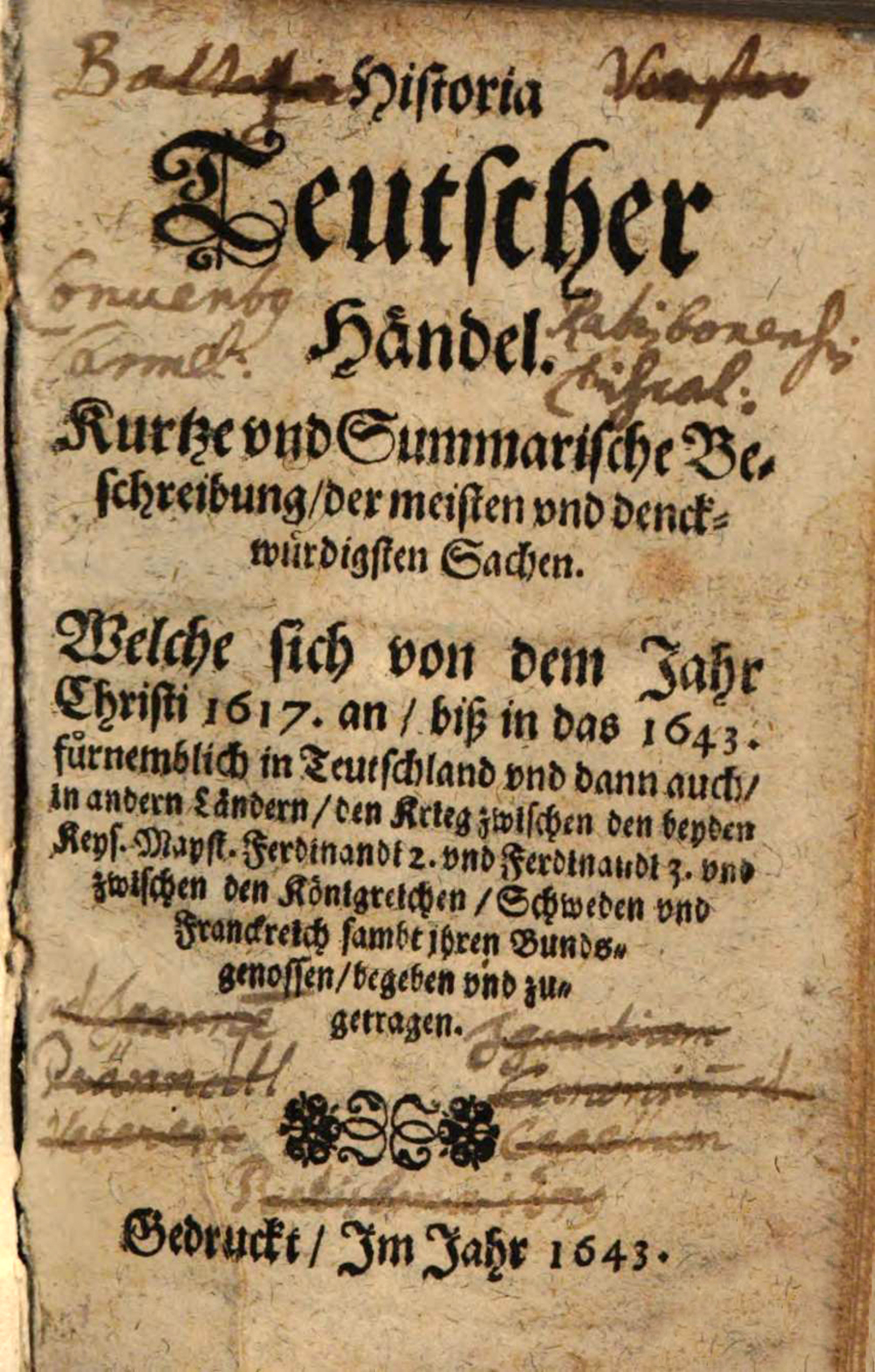 Cover für Historia teutscher Haendel
