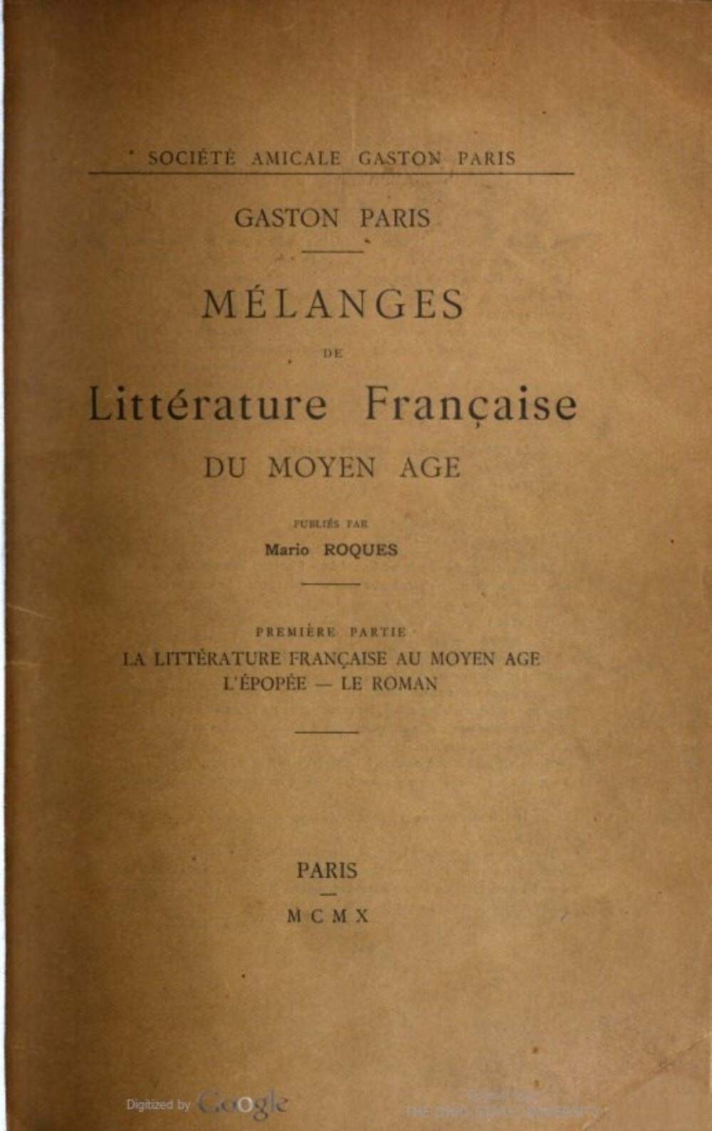 Cover für Mélanges de littérature du Moyen Âge