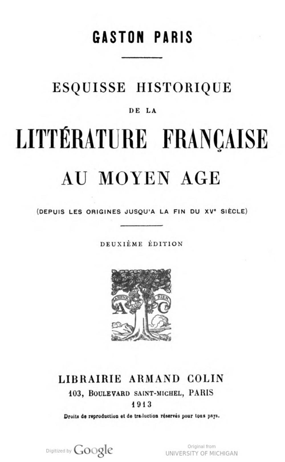 Cover für Esquisse historique de la littérature française au Moyen Âge