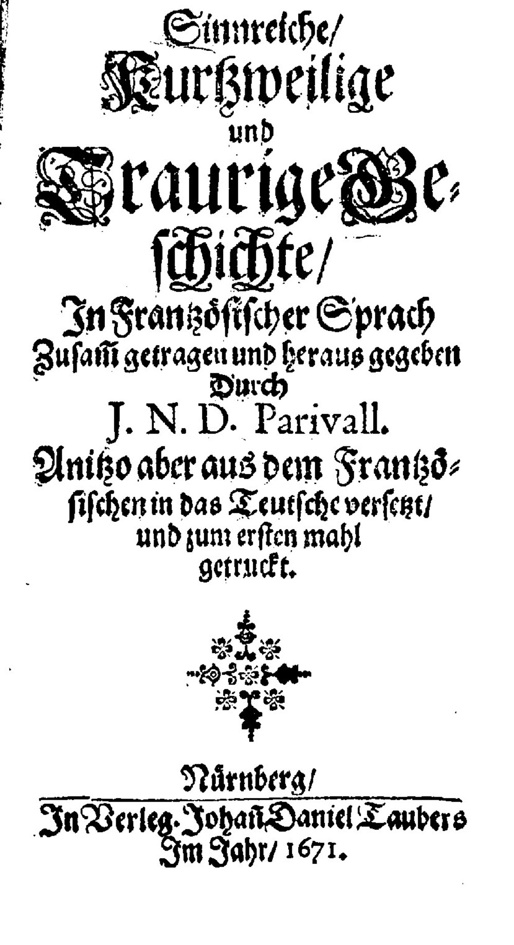 Cover für Sinnreiche, kurtzweilige und traurige Geschichte