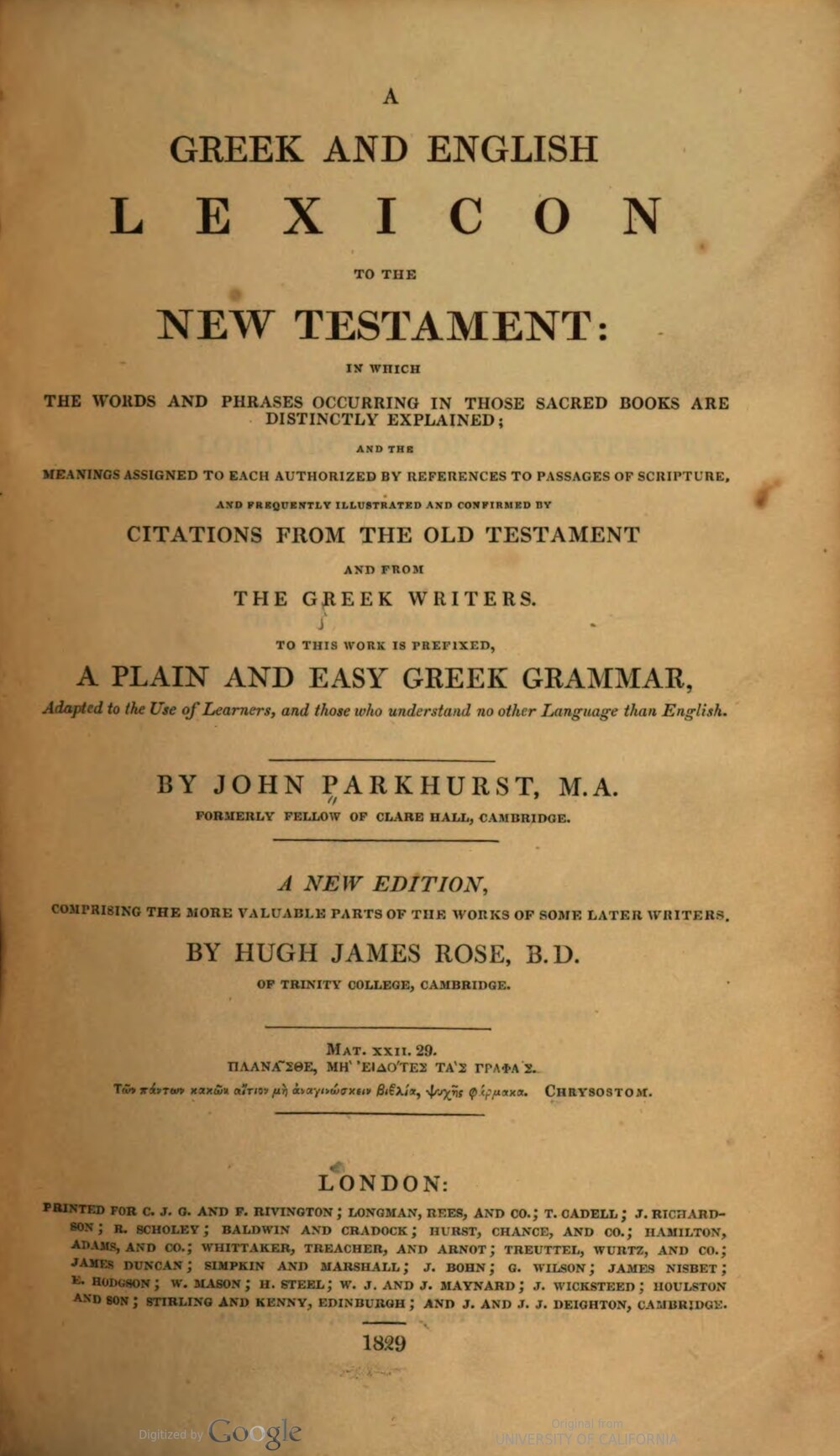 Cover für A Greek and English lexicon to the New Testament