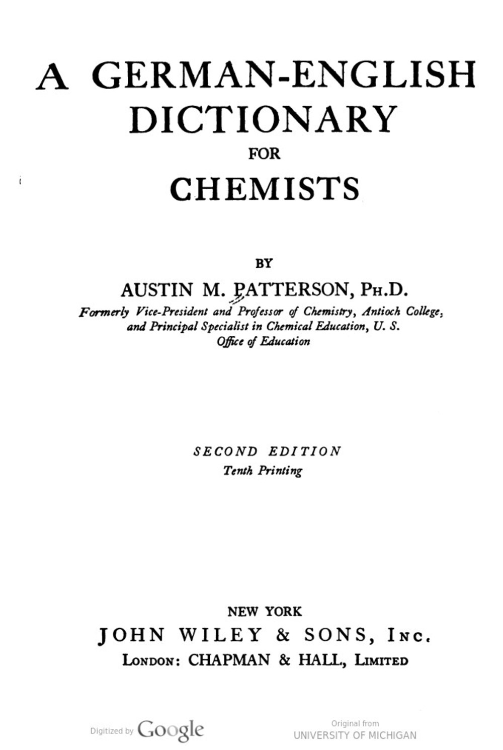 Cover für A German-English dictionary for chemists