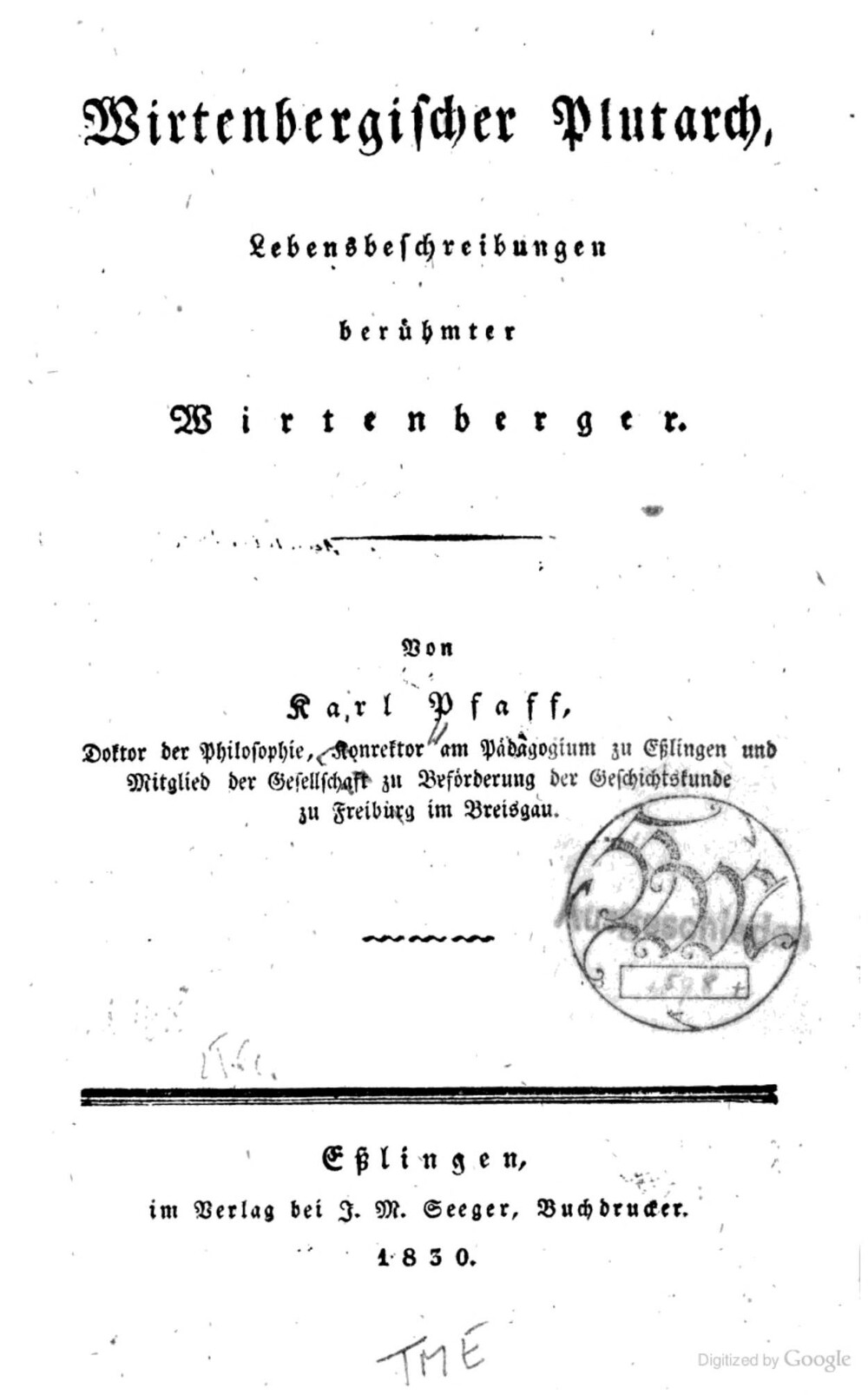 Cover für Wirtenbergischer Plutarch