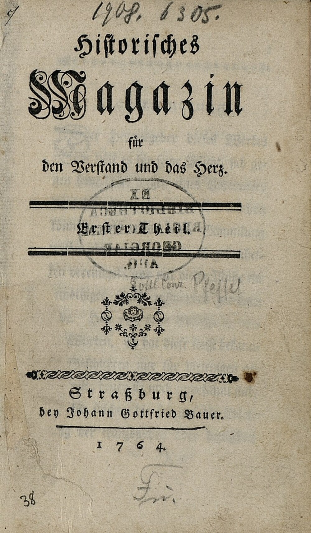 Cover für Historisches Magazin für Verstand und Herz