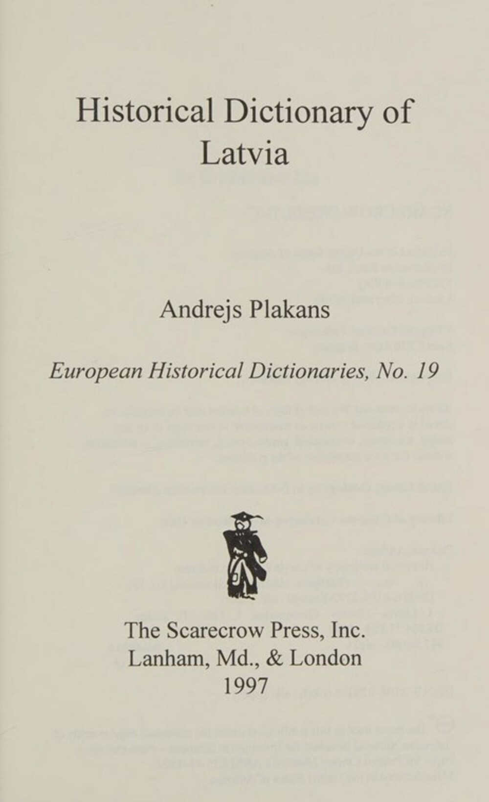 Cover für Historical dictionary of Latvia