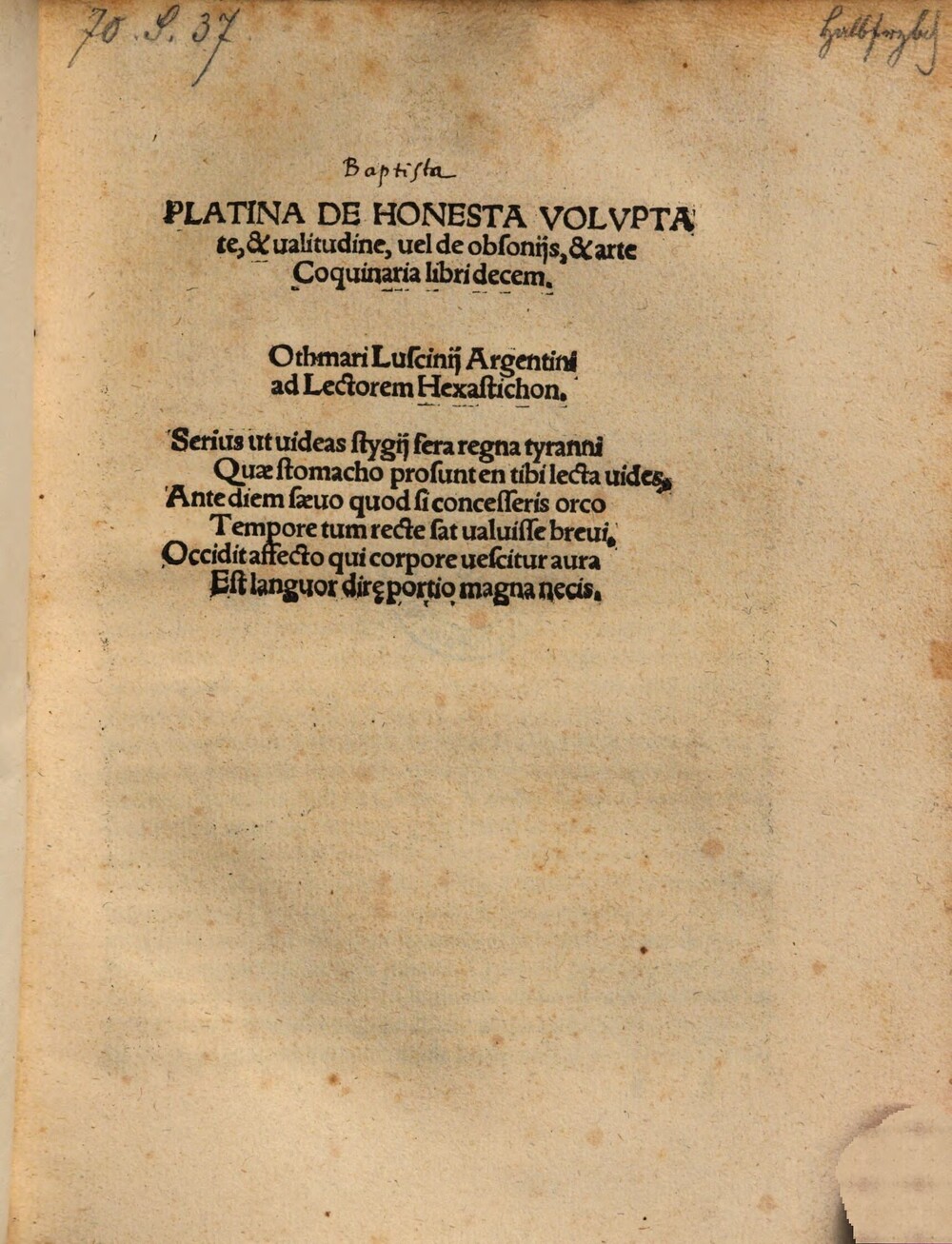 Cover für De honesta voluptate, & valitudine