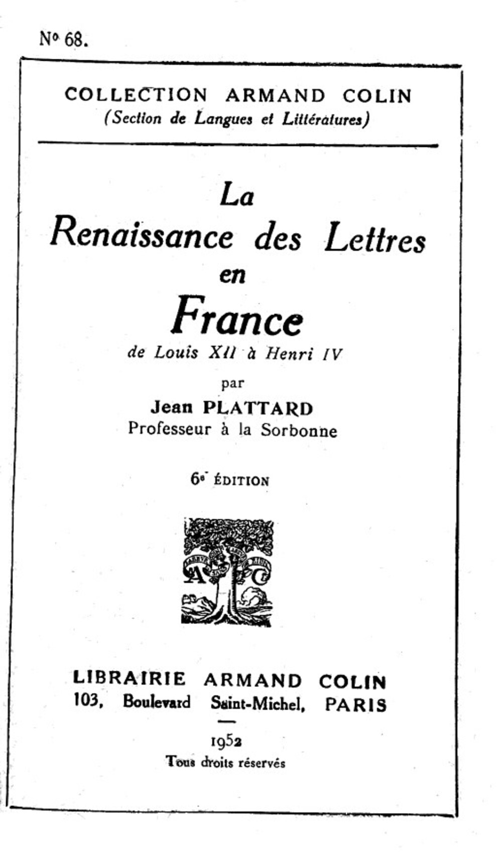 Cover für La renaissance des lettres en France