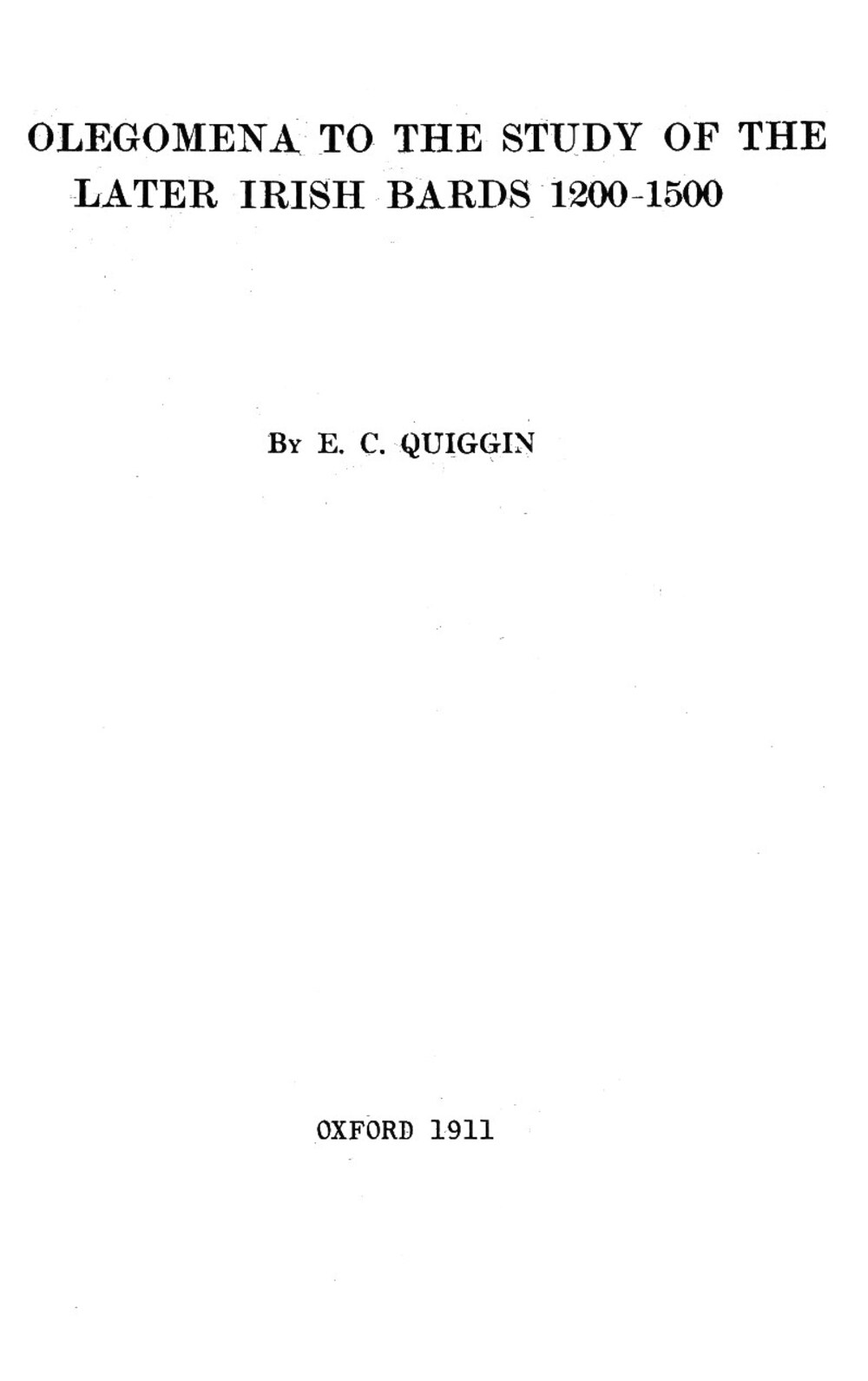 Cover für Prolegomena to the study of the later Irish bards 1200-1500