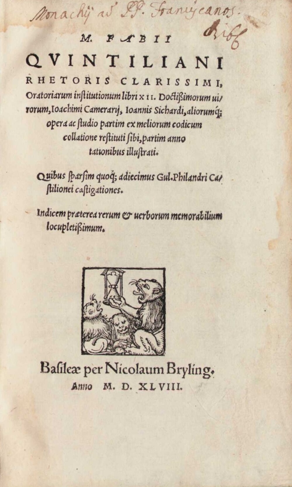 Cover für Oratoriarum institutionum libri XII
