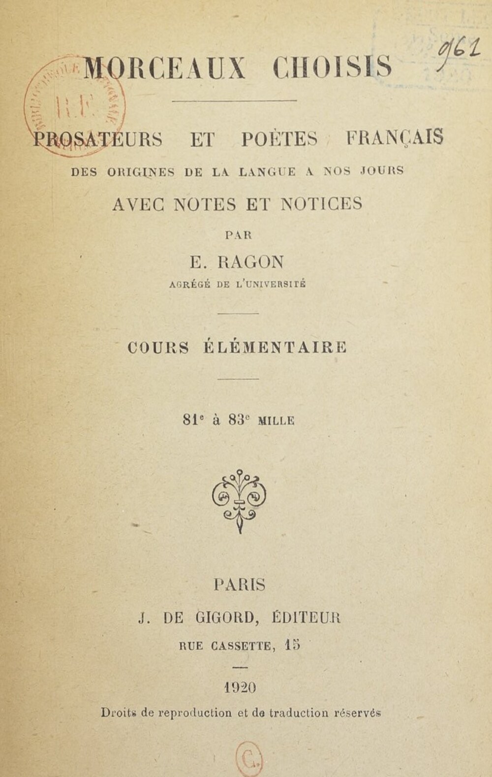 Cover für Morceaux choisis - Prosateurs et de poètes français