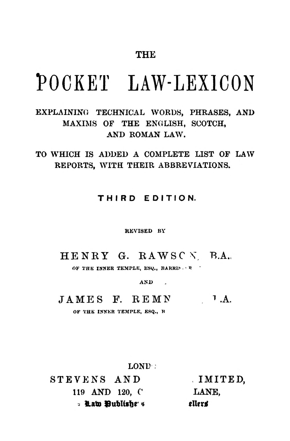 Cover für The pocket law-lexicon