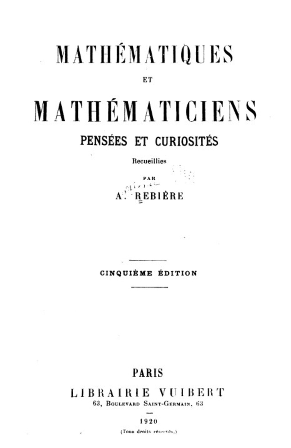 Cover für Mathématiques et mathématiciens