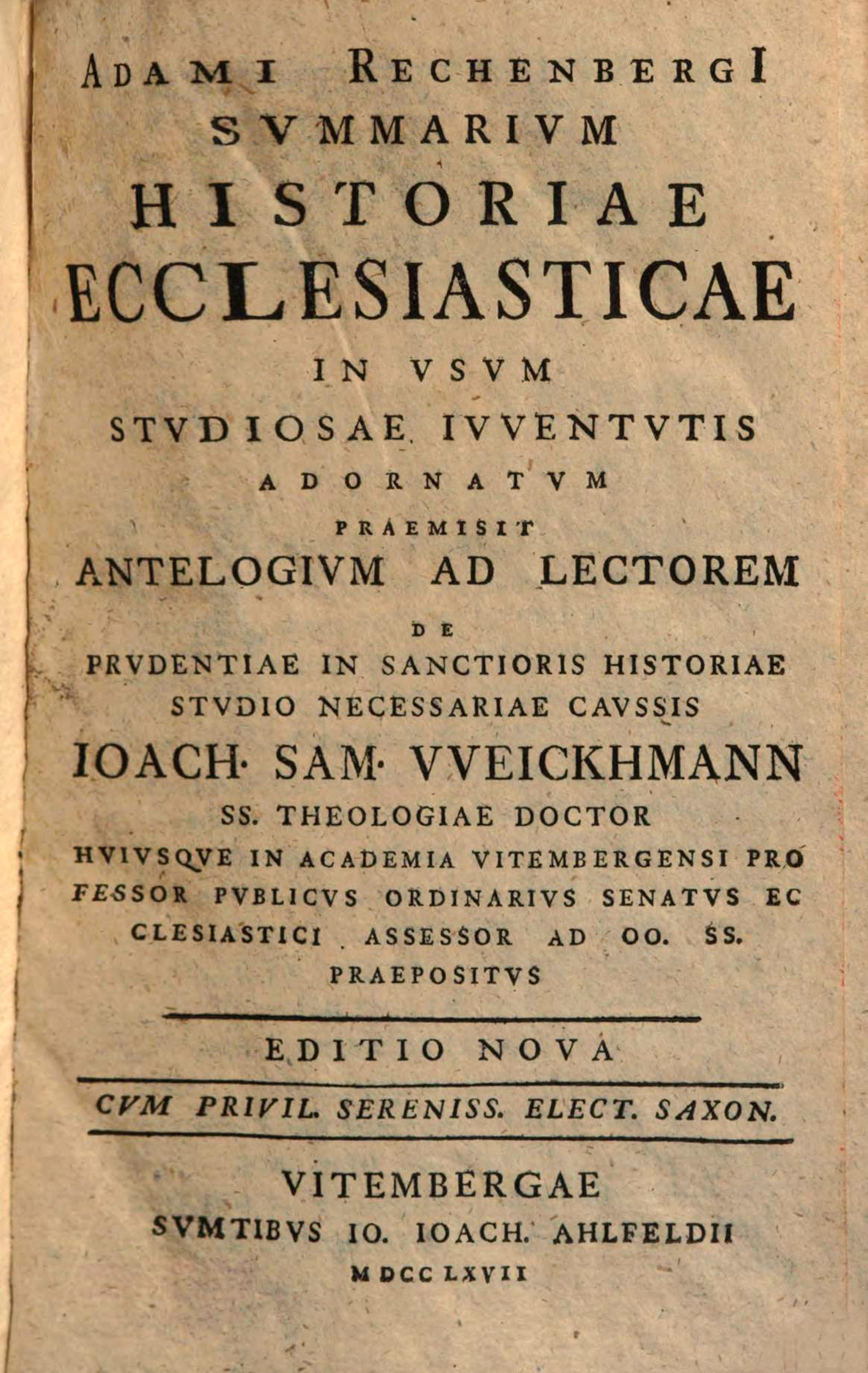 Cover für Summarium historiae ecclesiasticae