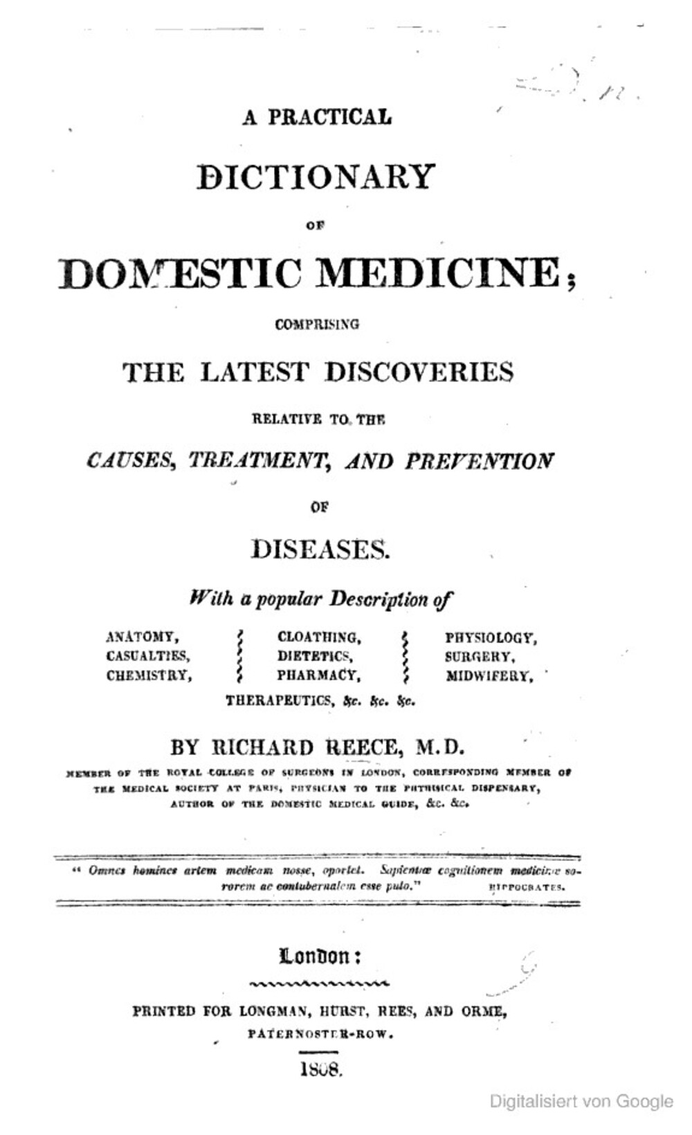 Cover für A practical dictionary of domestic medicine