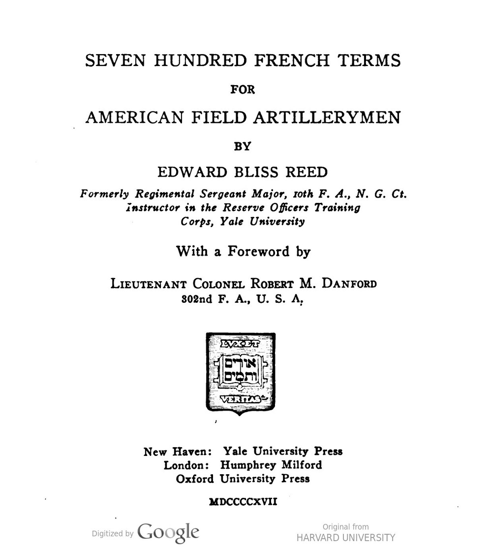 Cover für Seven hundred French terms for American field artillerymen