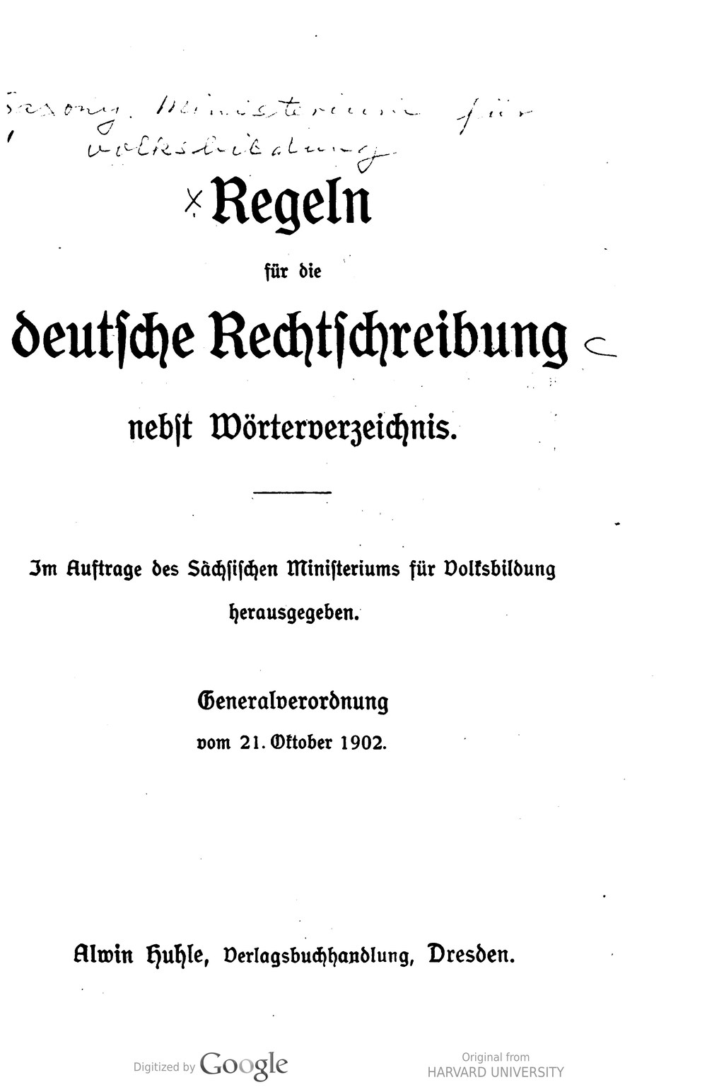 Cover für Regeln für die deutsche Rechtschreibung nebst Wörterverzeichnis