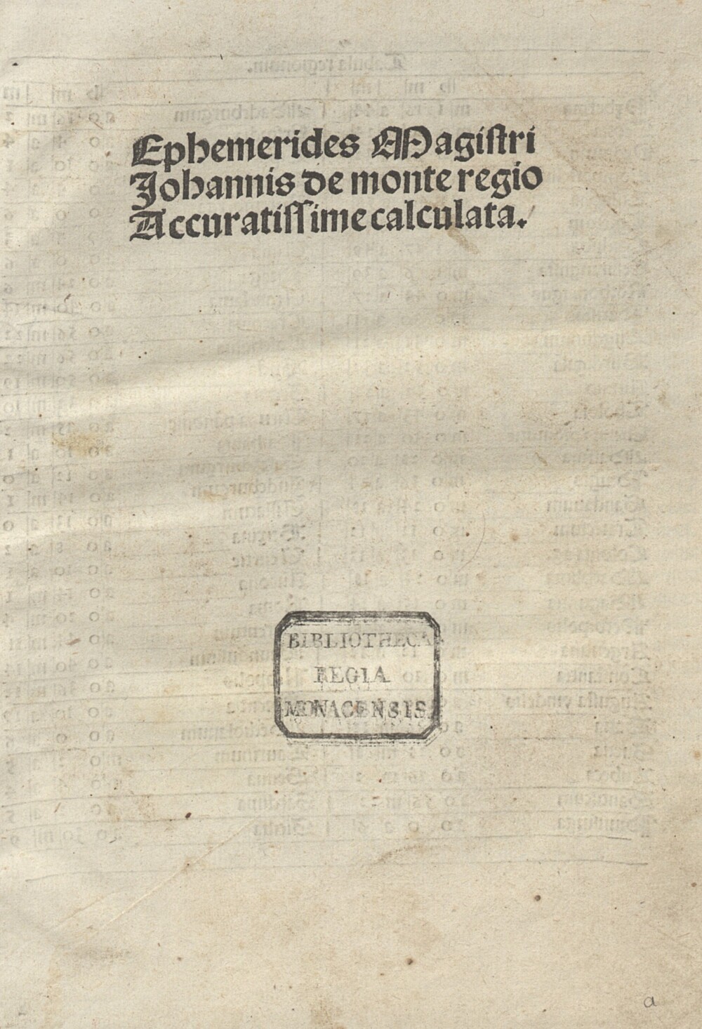 Cover für Ephemerides magistri Johannis de monte regio accuratissime calculata