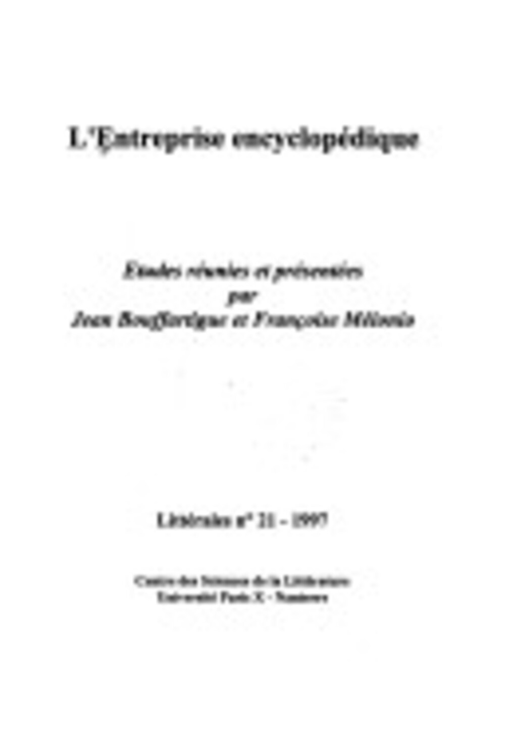 Cover für L’établissement du genre encyclopédique au Moyen Age