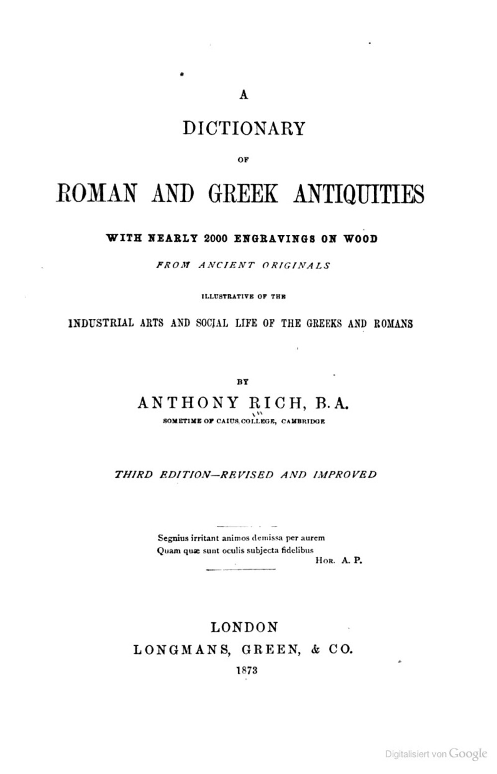 Cover für A dictionary of Roman and Greek antiquities