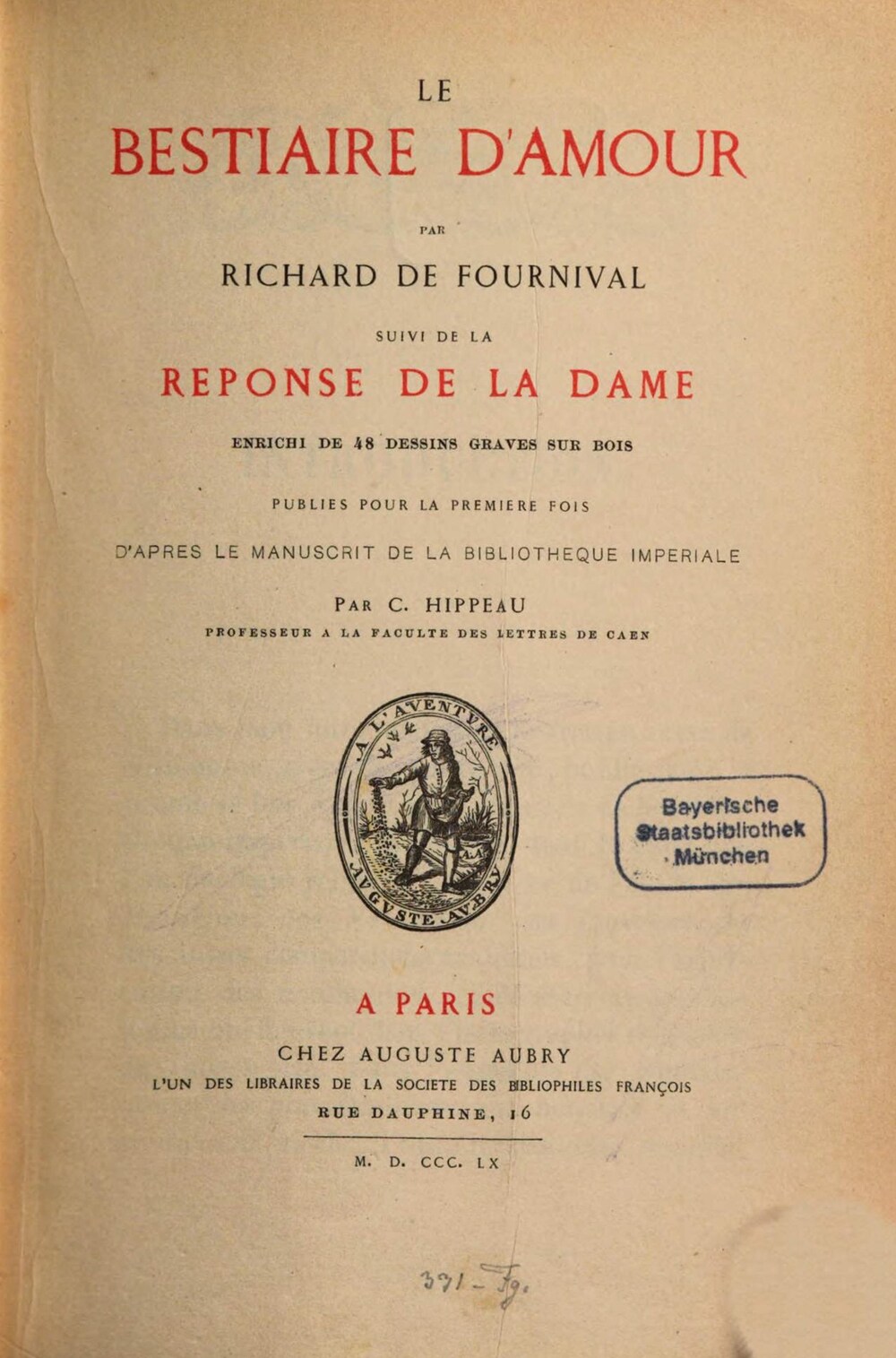 Cover für Le bestiaire d'amour