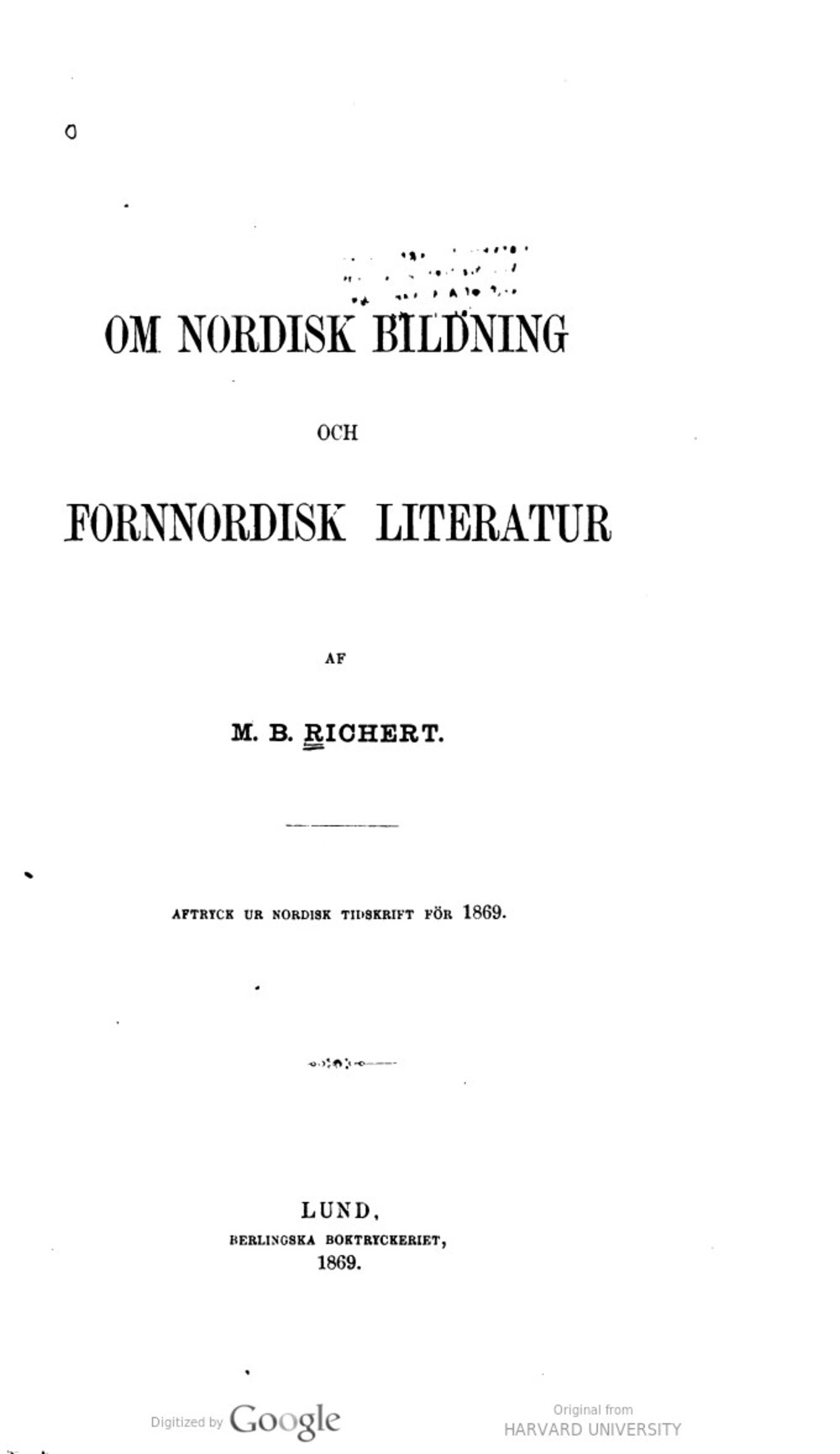 Cover für Om nordisk bildning och fornnordisk literatur