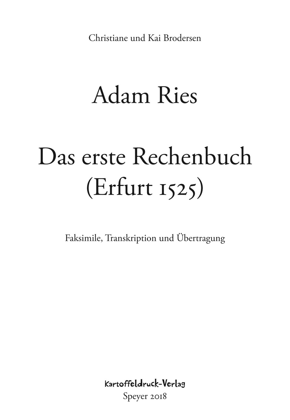 Cover für Das erste Rechenbuch (Erfurt 1525)