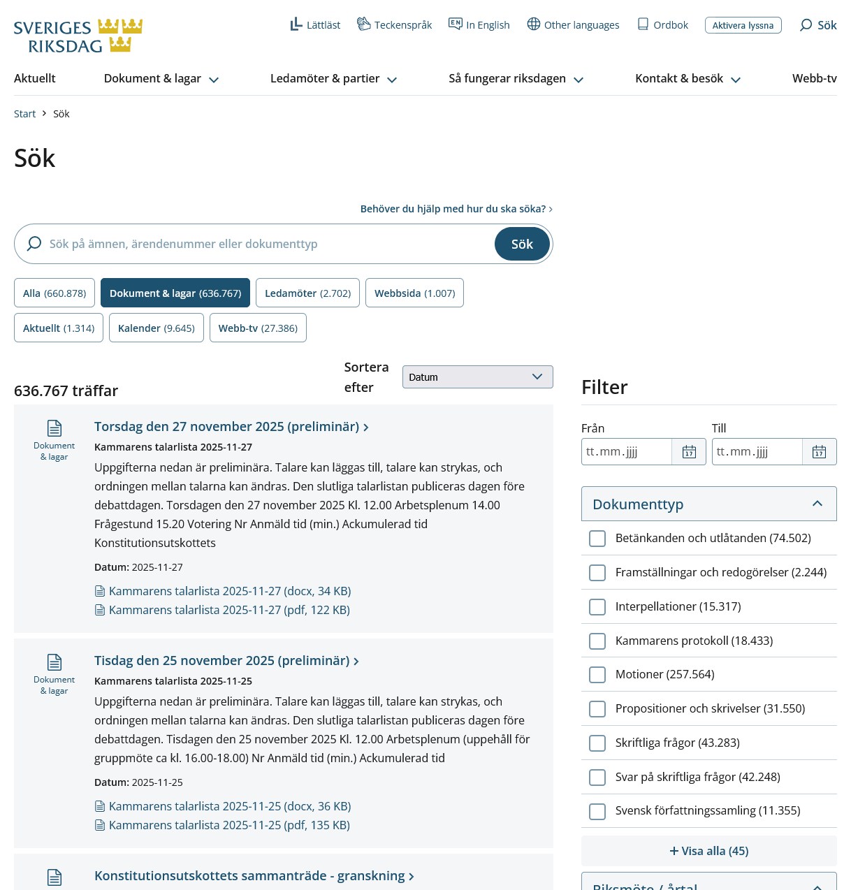 Cover für Riksdagstryck