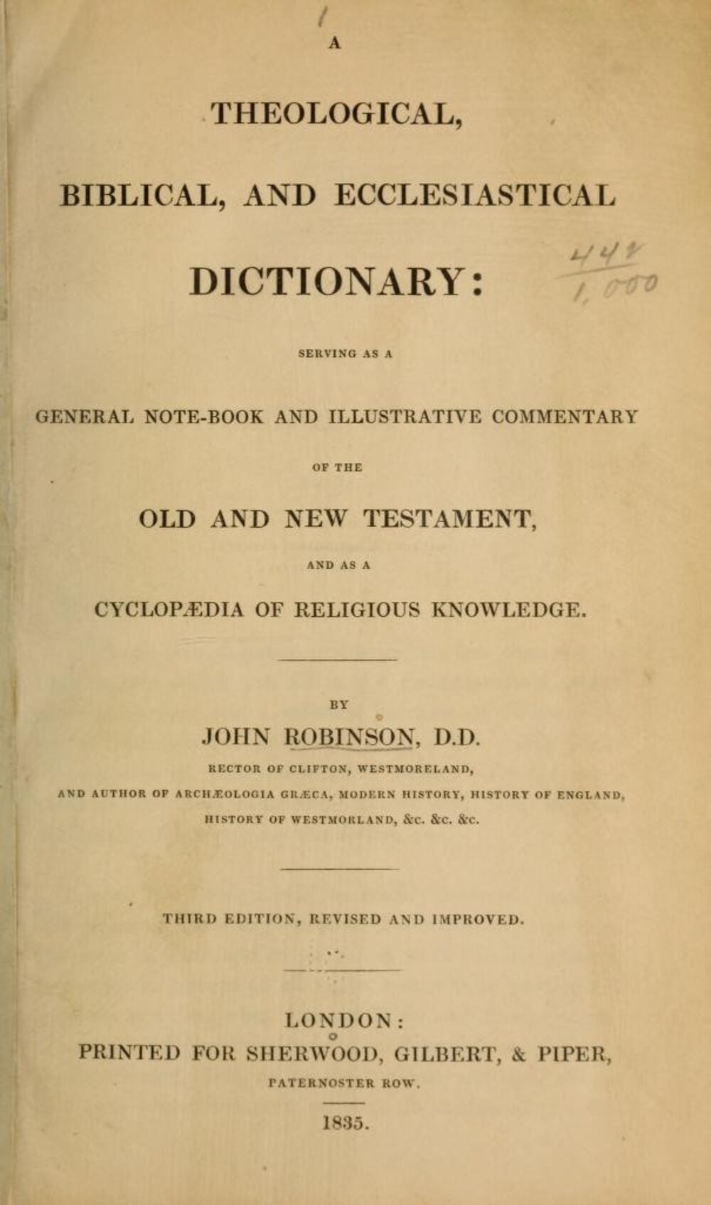 Cover für A theological, biblical and ecclesiastical dictionary