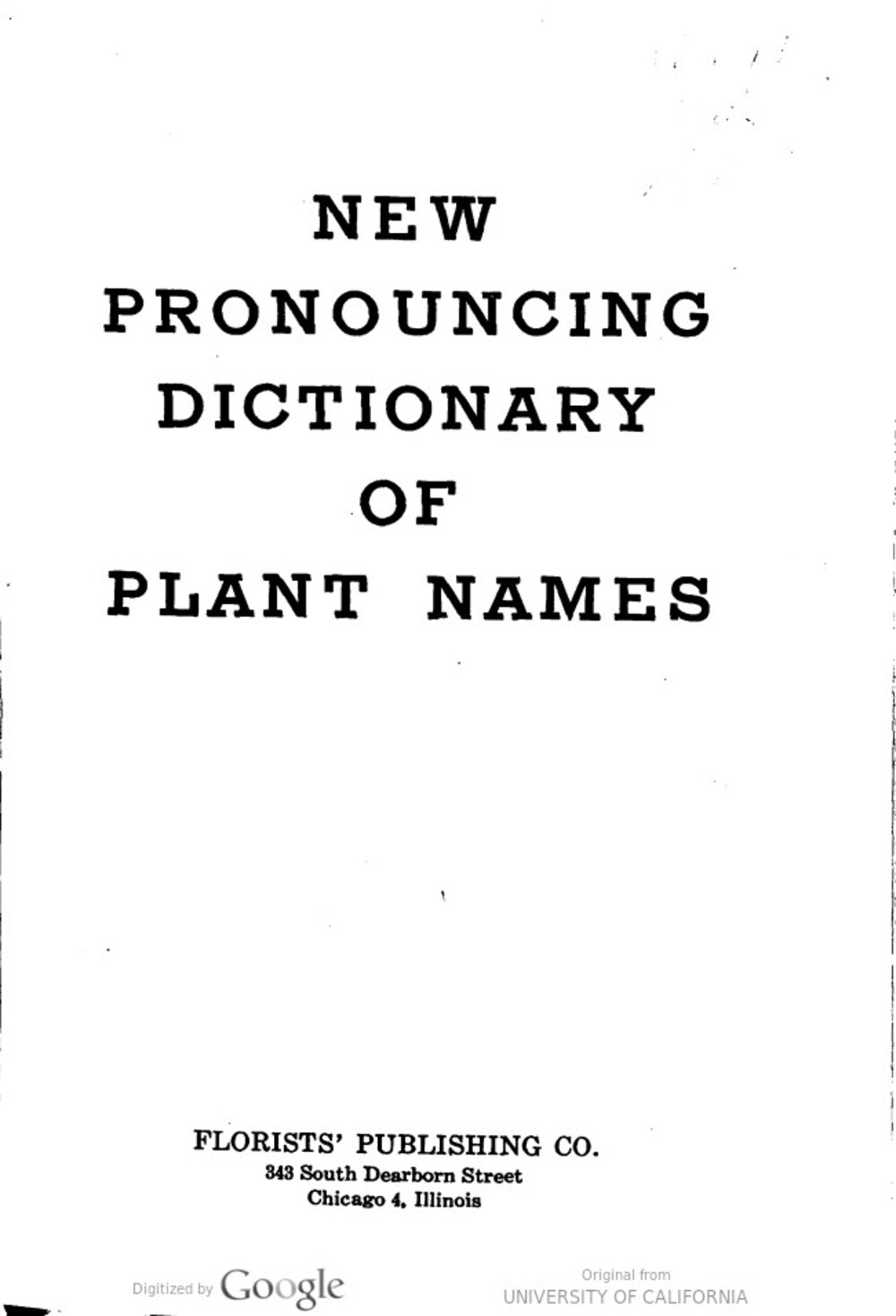 Cover für New pronouncing dictionary of plant names