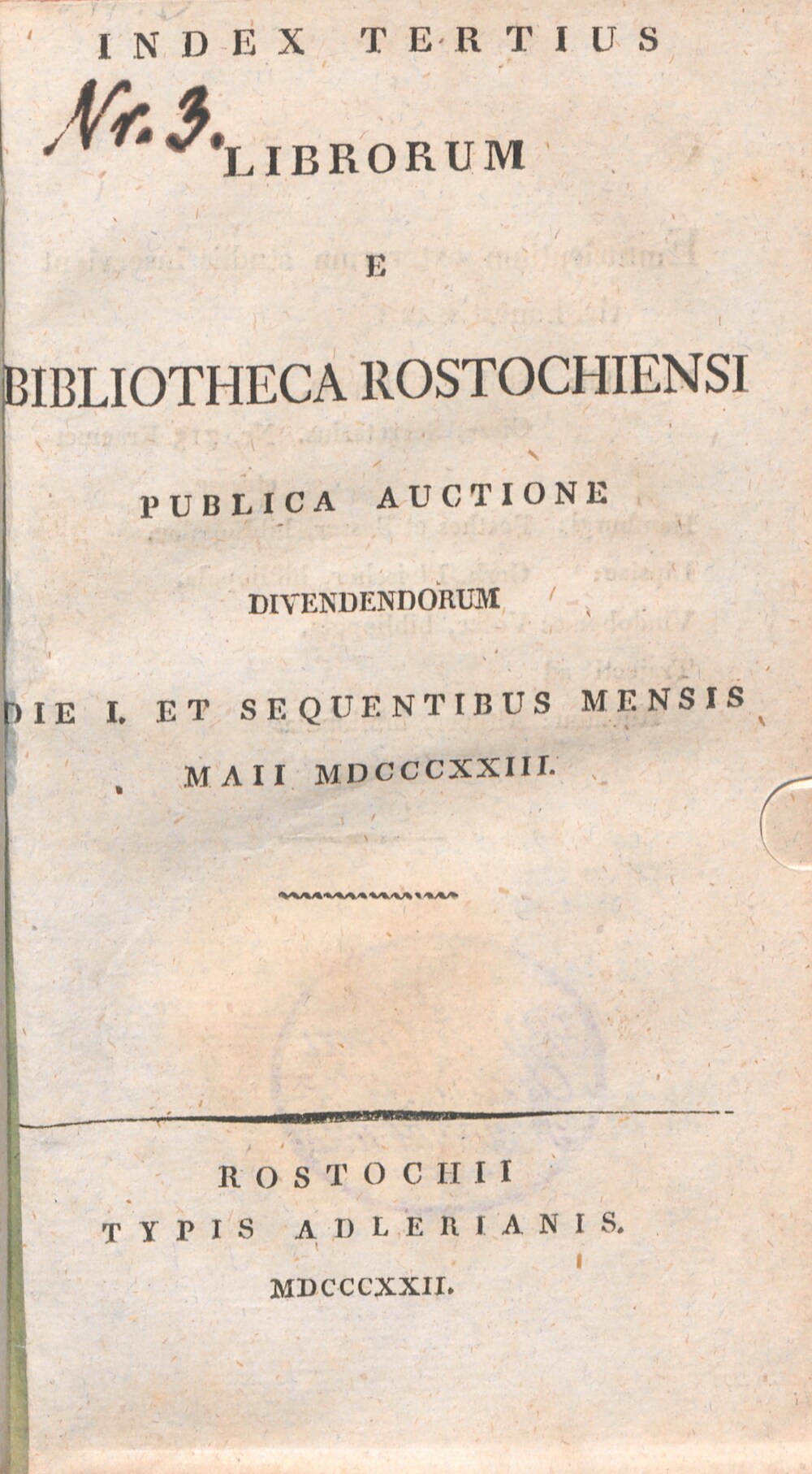 Cover für Index tertius librorum e bibliotheca Rostochiensi publica