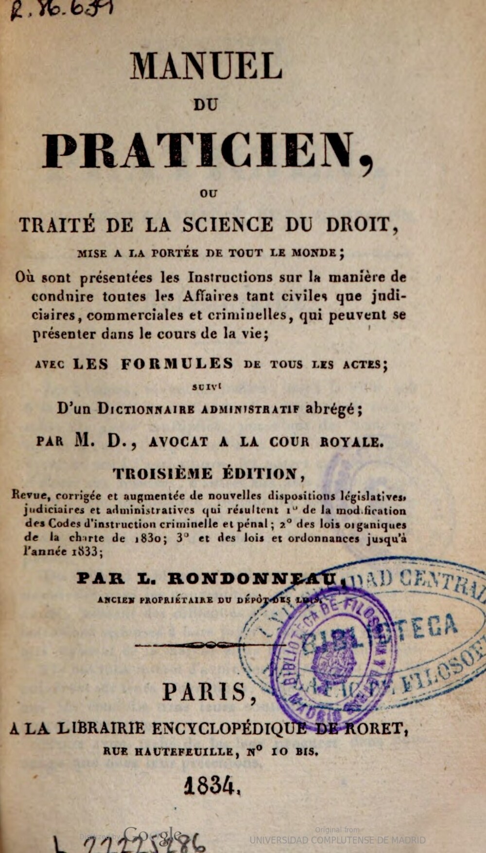 Cover für Manuel du praticien