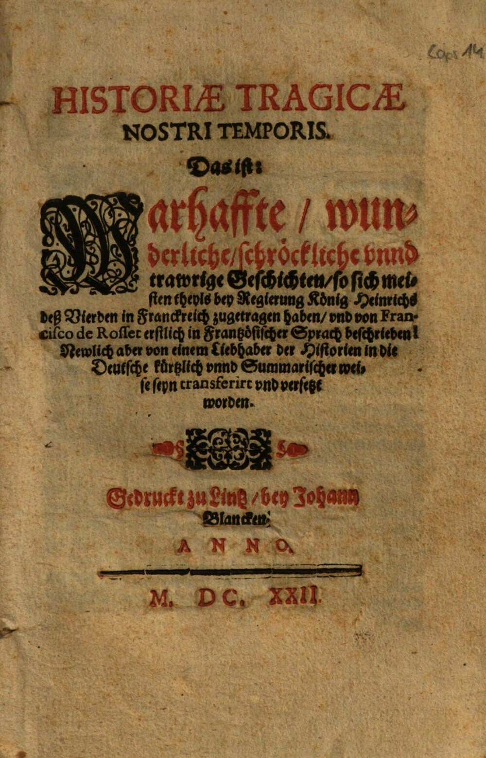 Cover für Historiae tragicae nostri temporis