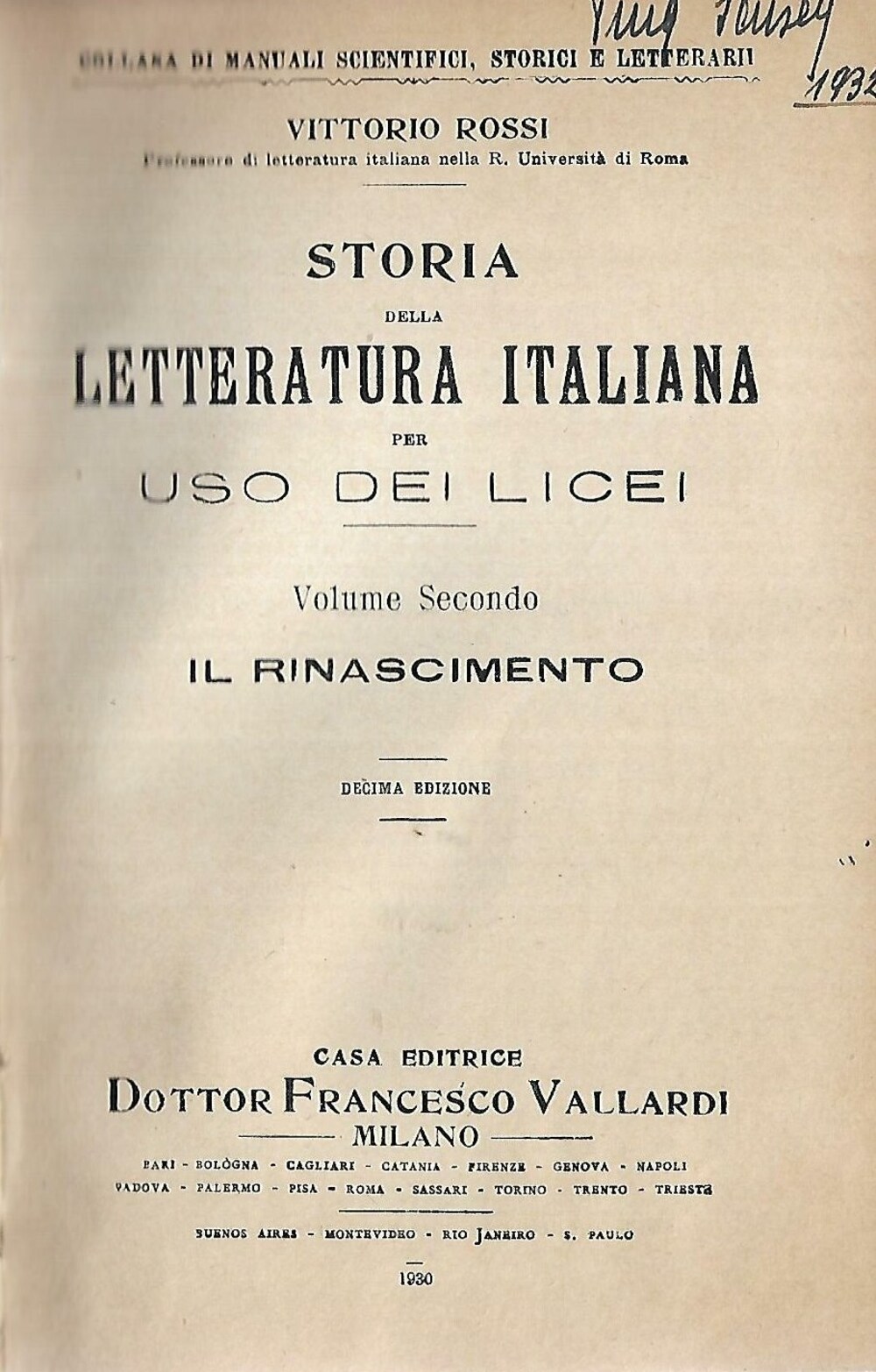 Cover für Storia della letteratura italiana