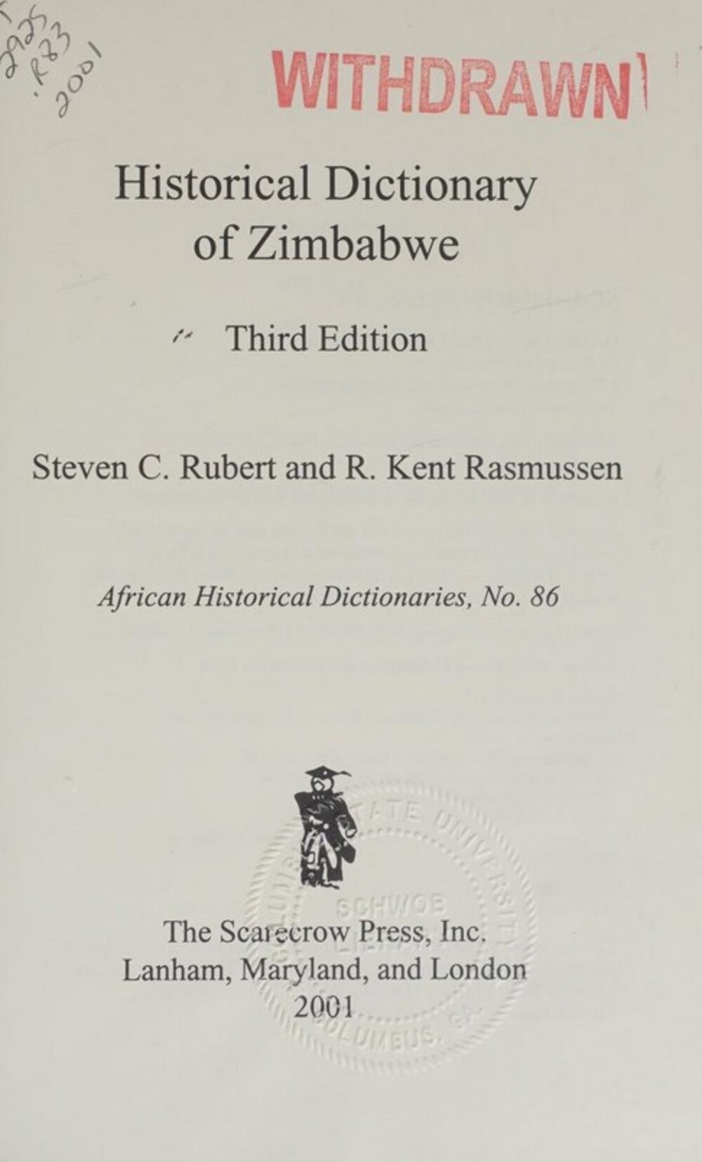 Cover für Historical dictionary of Zimbabwe