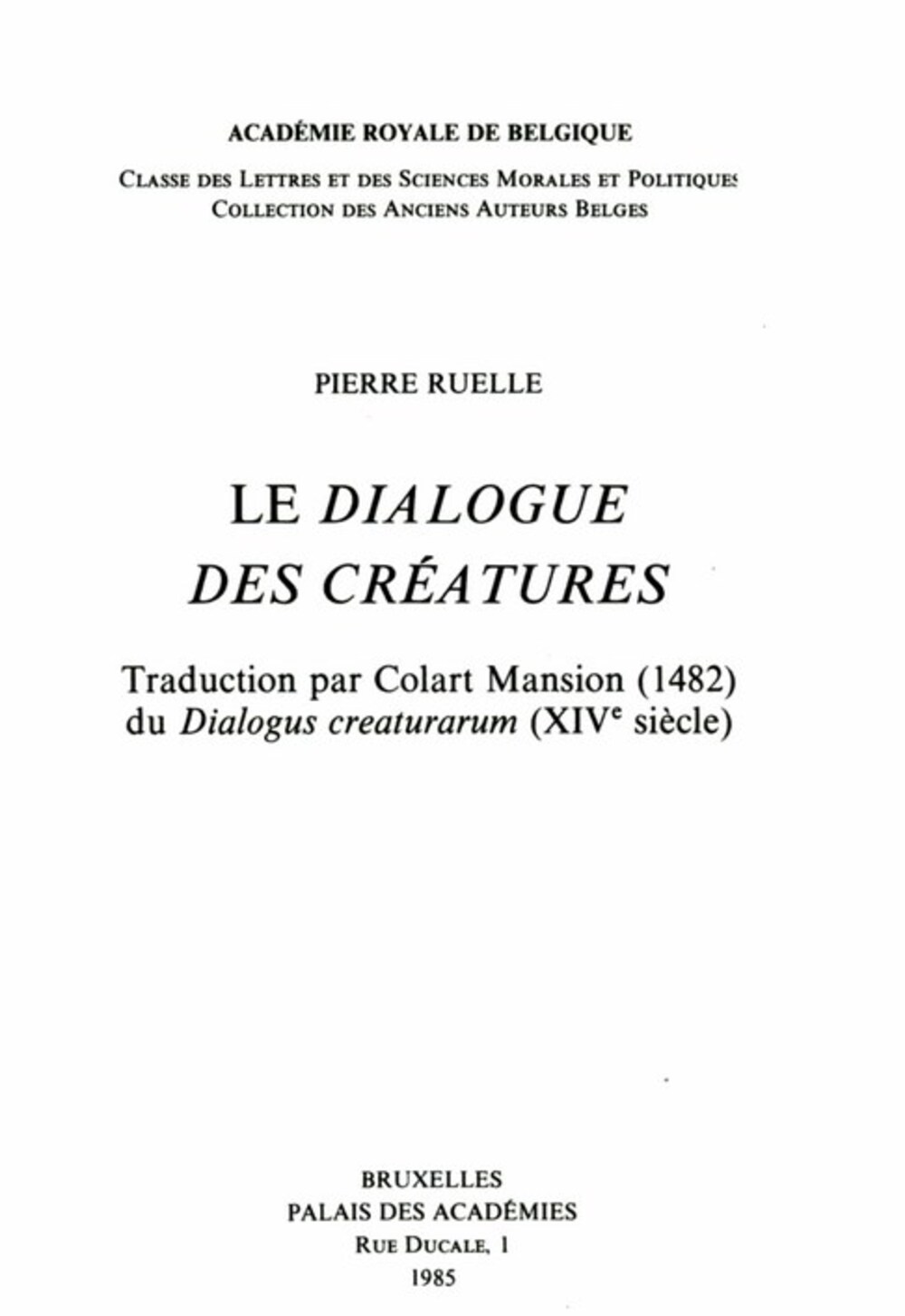Cover für Le dialogue des creatures