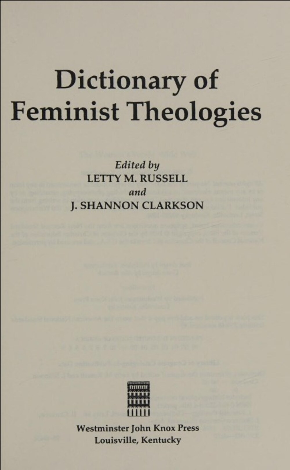 Cover für Dictionary of feminist theologies