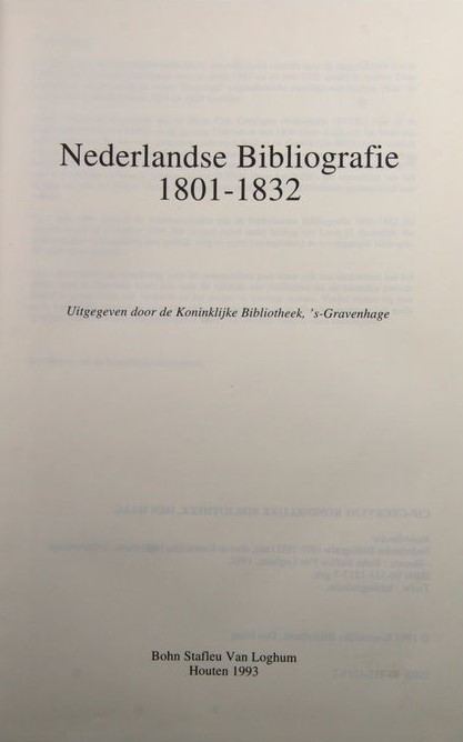 Cover für Nederlandse Bibliografie 1801-1832