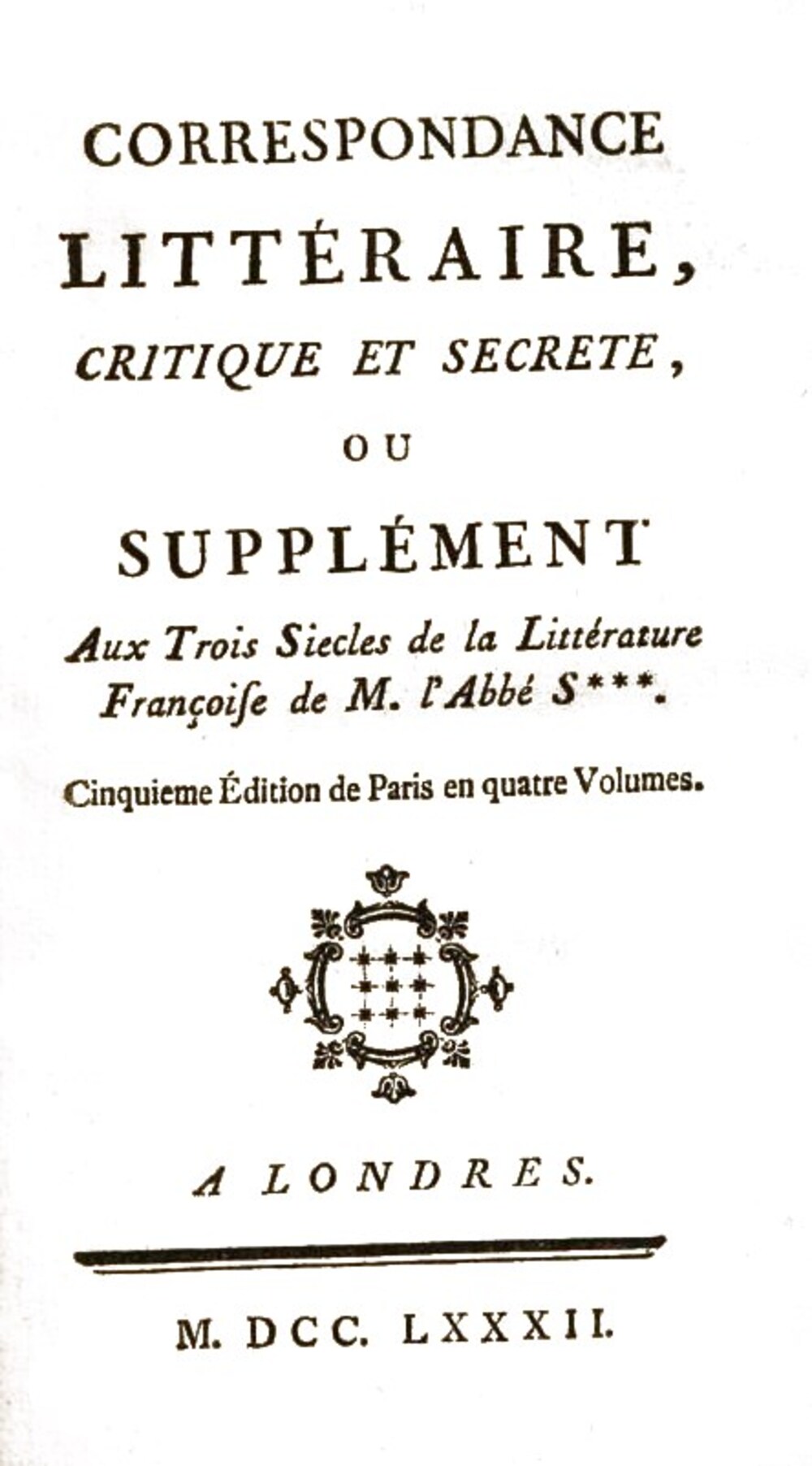 Cover für Correspondance littéraire, critique et secrete