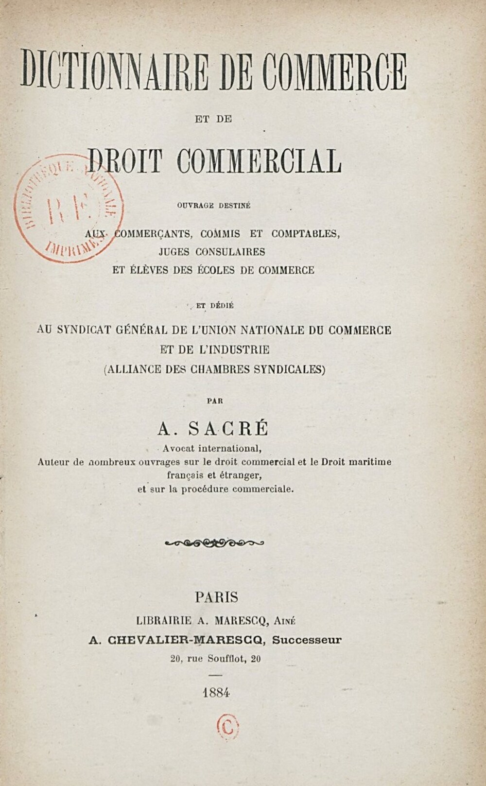 Cover für Dictionnaire de commerce et de droit commercial