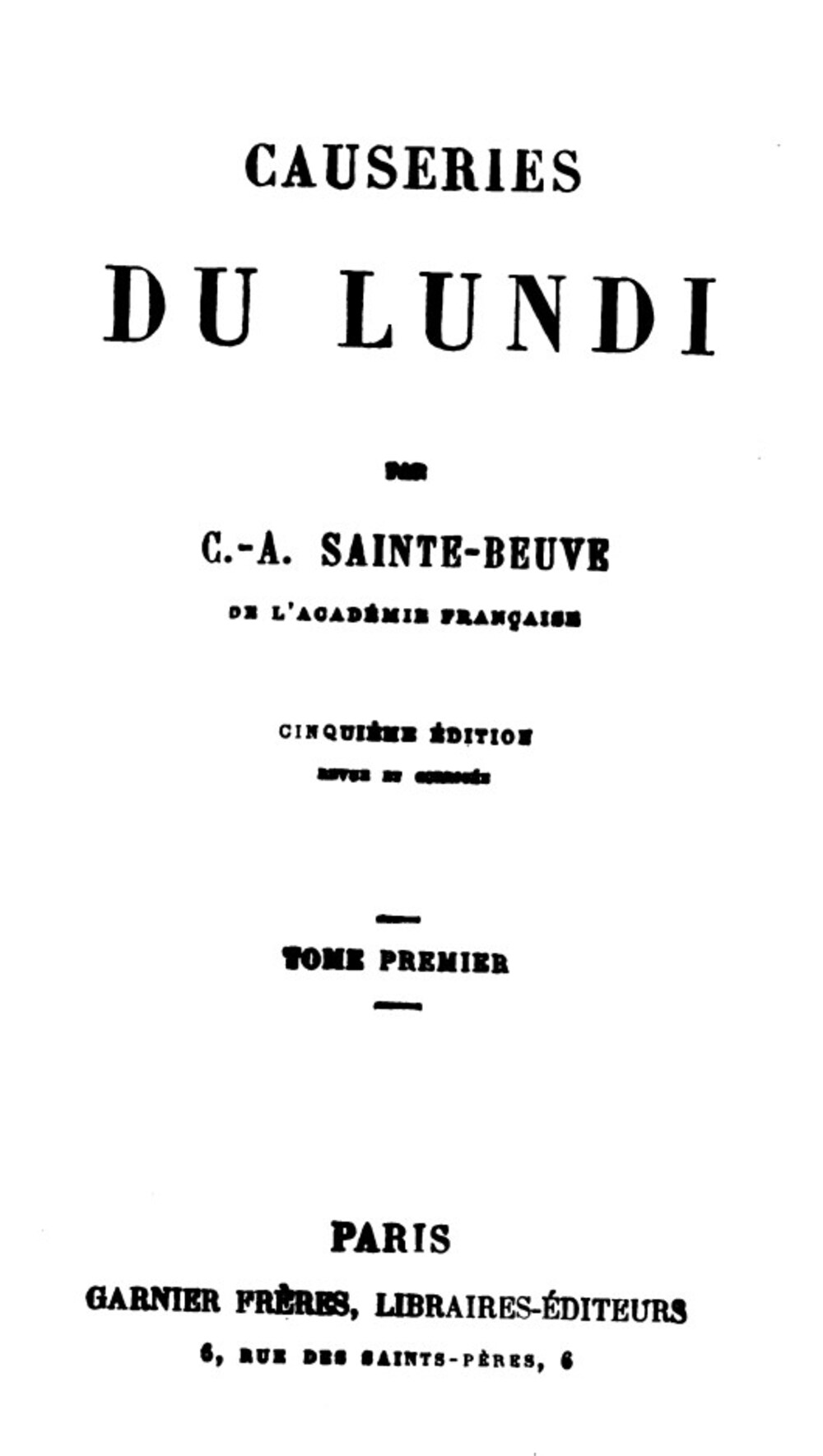 Cover für Causeries du lundi