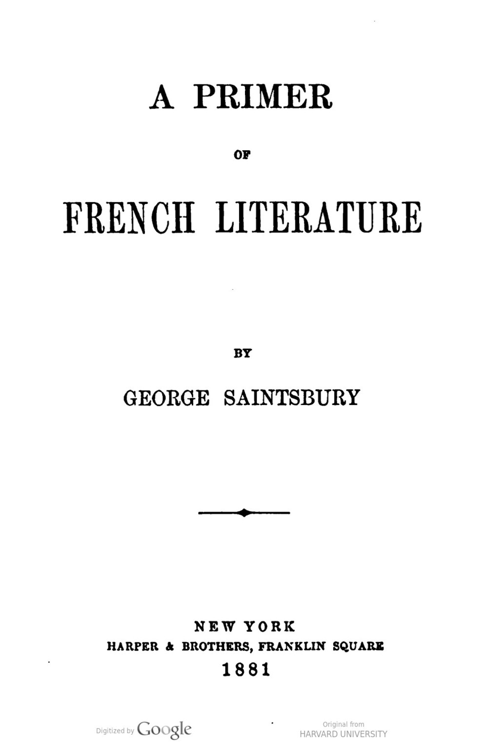 Cover für A primer of French literature
