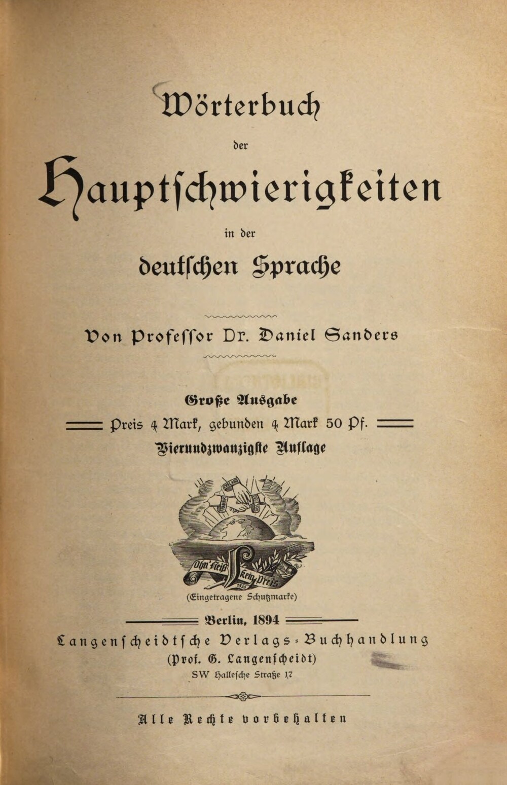 Cover für Wörterbuch der Hauptschwierigkeiten in der deutschen Sprache