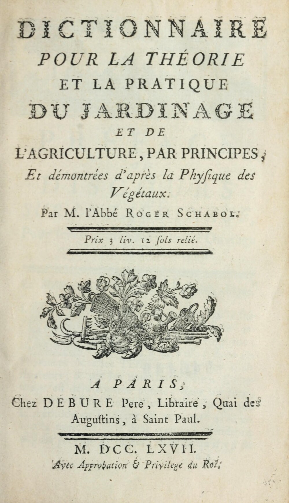 Cover für Dictionnaire pour la théorie et la pratique du jardinage et de l' agriculture