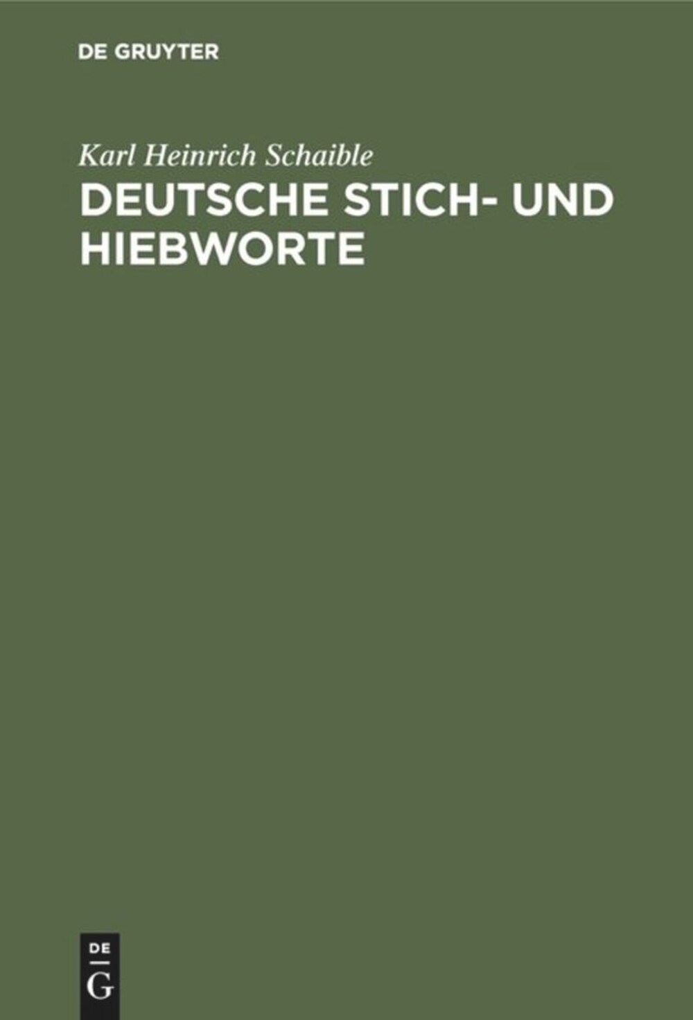 Cover für Deutsche Stich- und Hiebworte